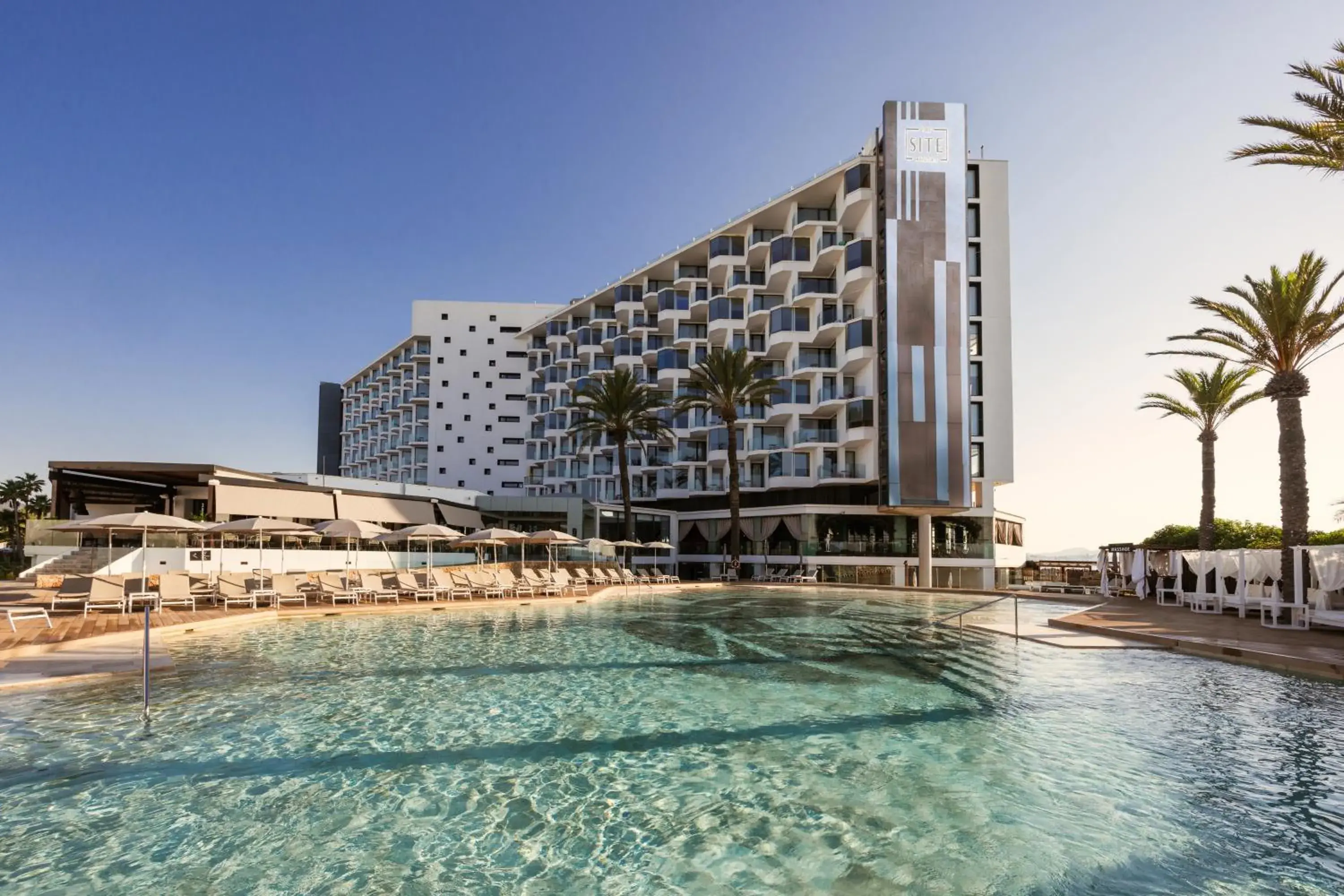 Pool view in The Site Hotel Ibiza New Opening 2026 Pool view in The Site Hotel Ibiza New Opening 2026
