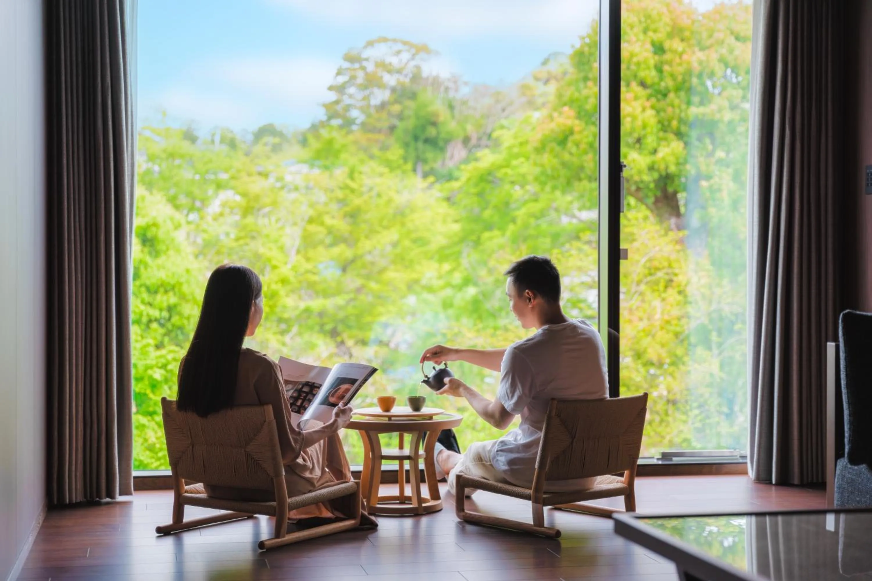 Living room in Hotel Okura Kyoto Okazaki Bettei