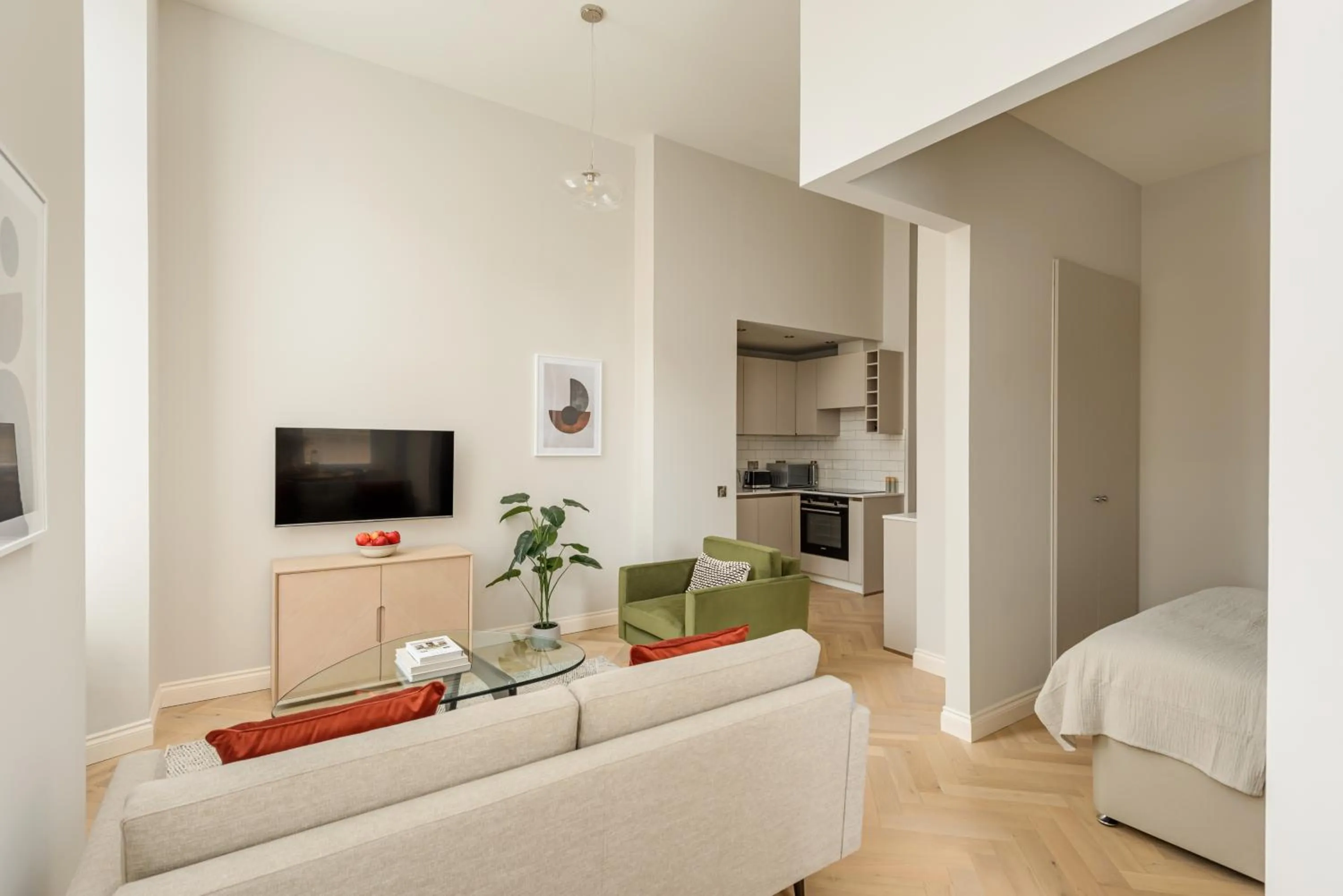 Living room, Bed in Museum Apartments