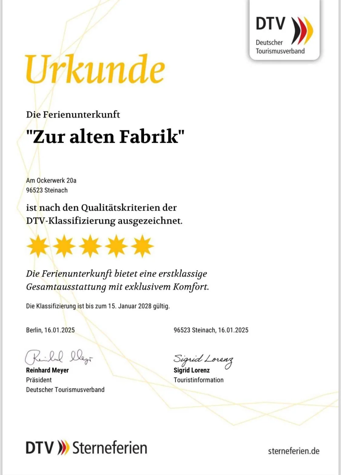 Certificate/Award in Zur alten Fabrik
