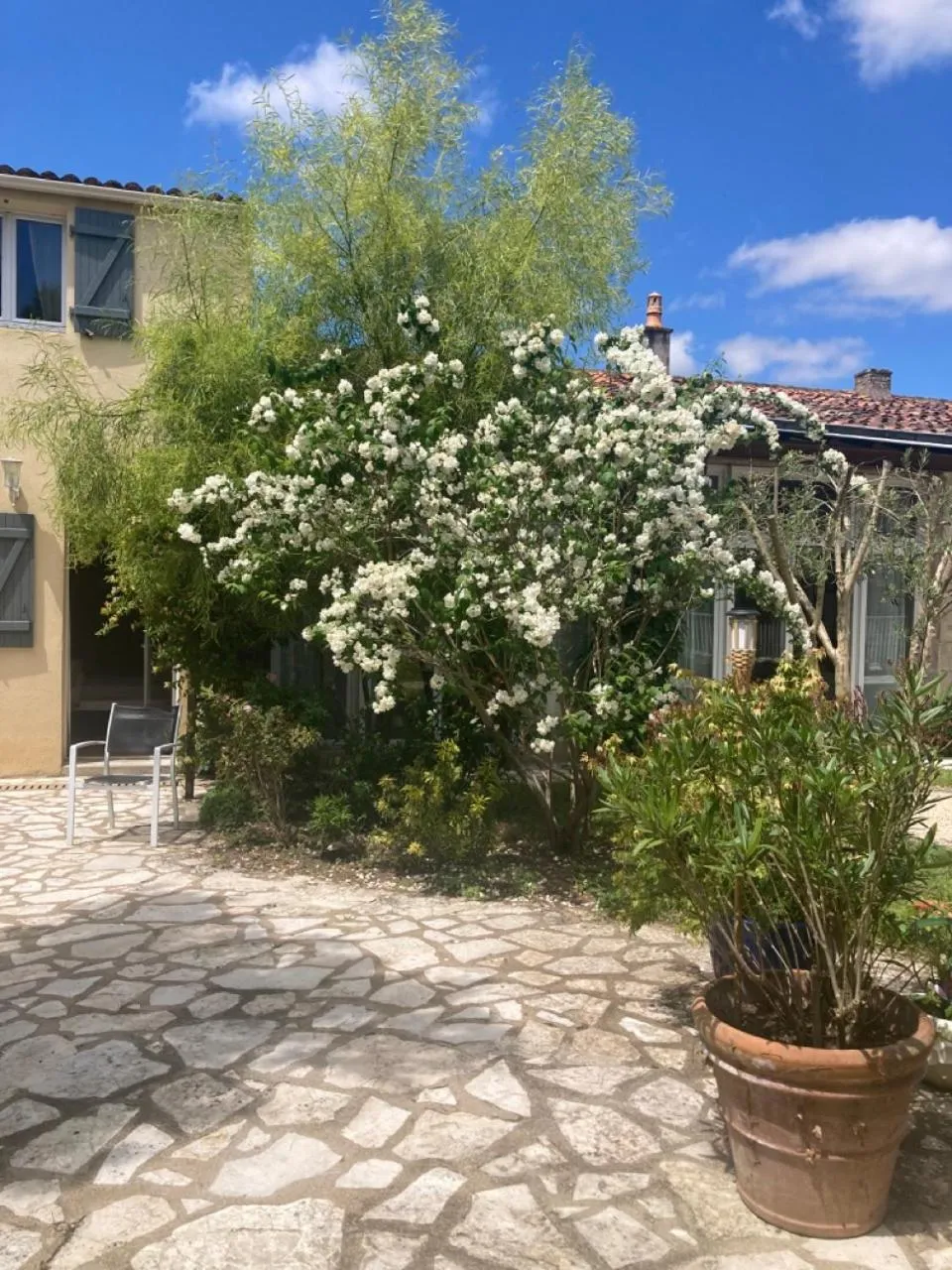 Patio in La Villa des Roses Gîte Chambres d'hôtes Piscine chauffée