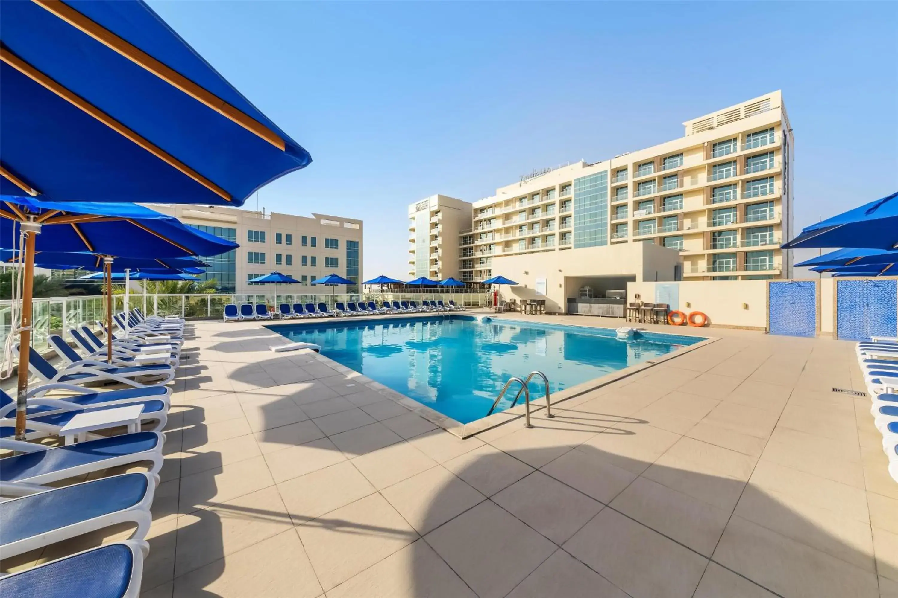 Pool view in Radisson Resort Ras Al Khaimah Marjan Island Pool view in Radisson Resort Ras Al Khaimah Marjan Island