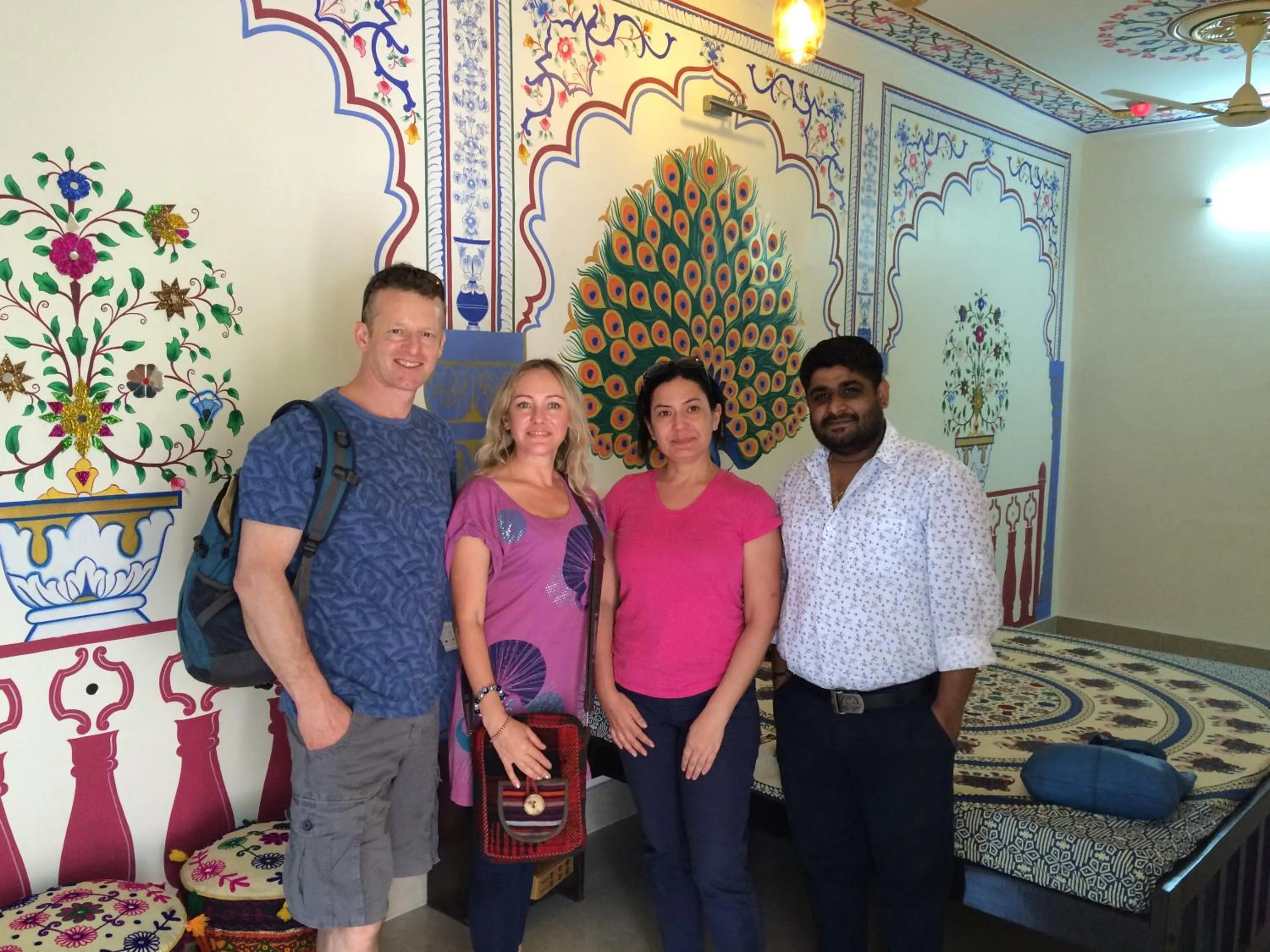 group of guests, Bed in Golden Peacock Heritage Home Stay