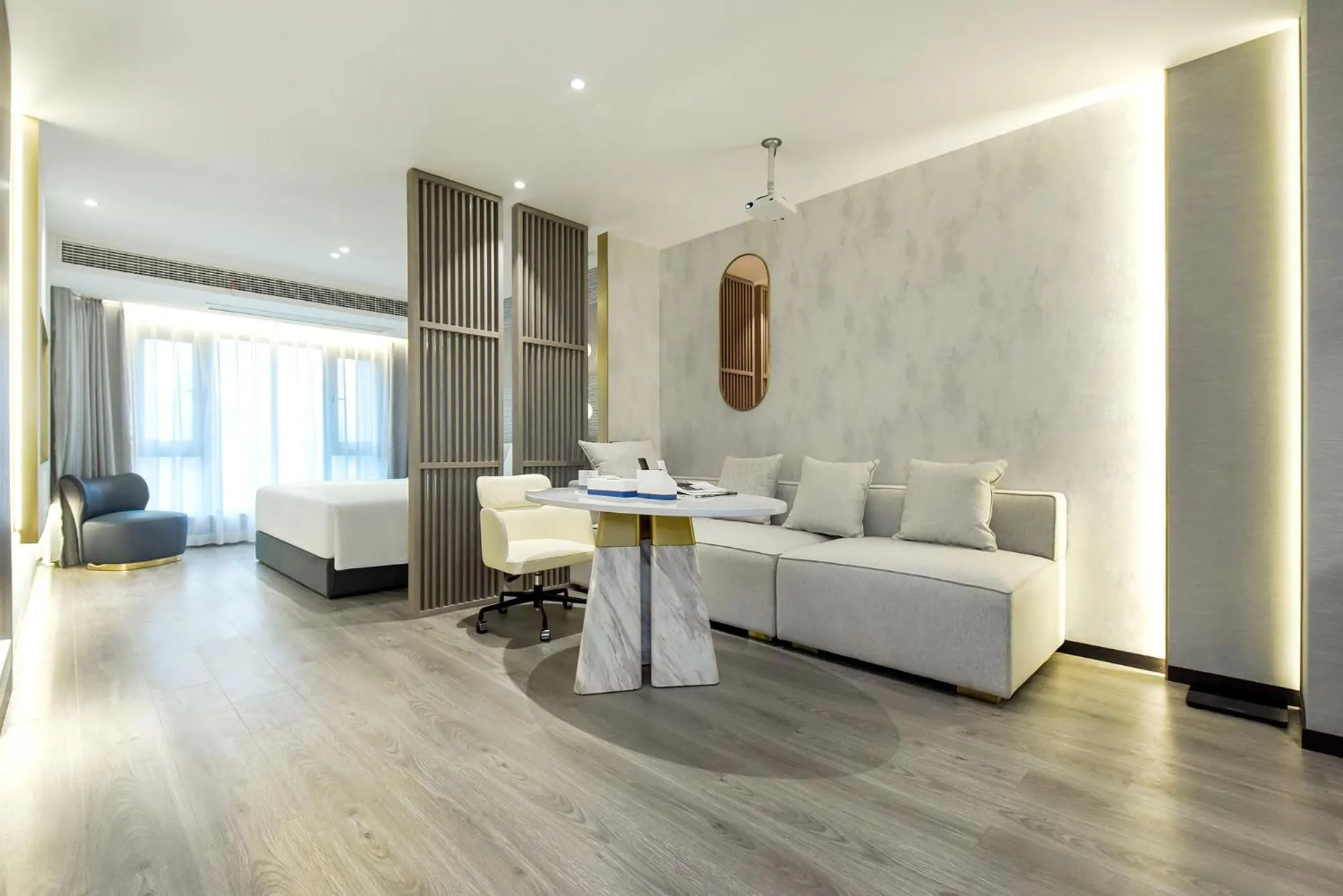 Living room in Kuanrong Suites Hotel Liangjiang love sea shopping park