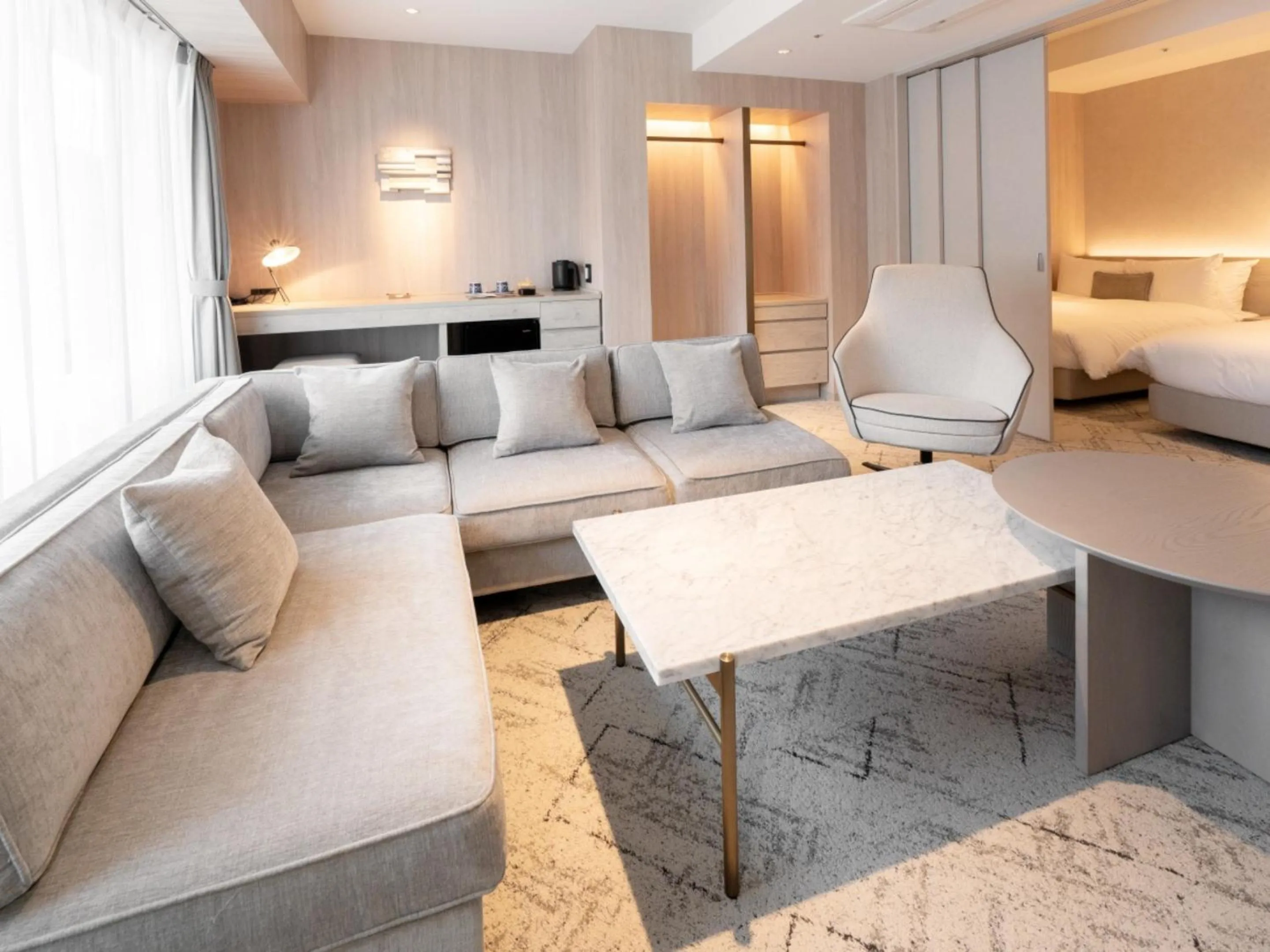 Living room, Bed in HOTEL THE LEBEN OSAKA