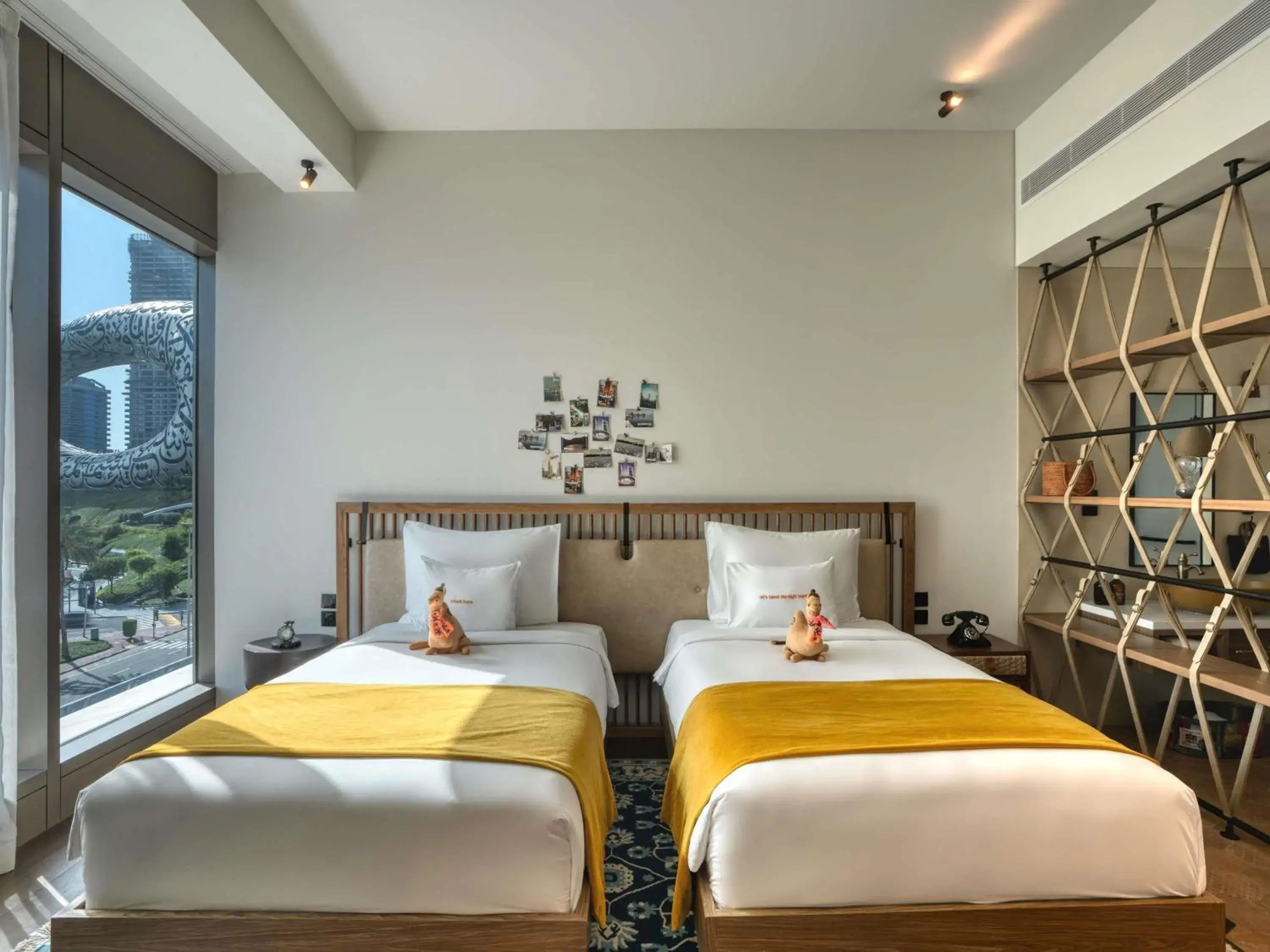Large Glamping Twin Room with Museum View in 25hours Hotel Dubai One Central Large Glamping Twin Room with Museum View in 25hours Hotel Dubai One Central