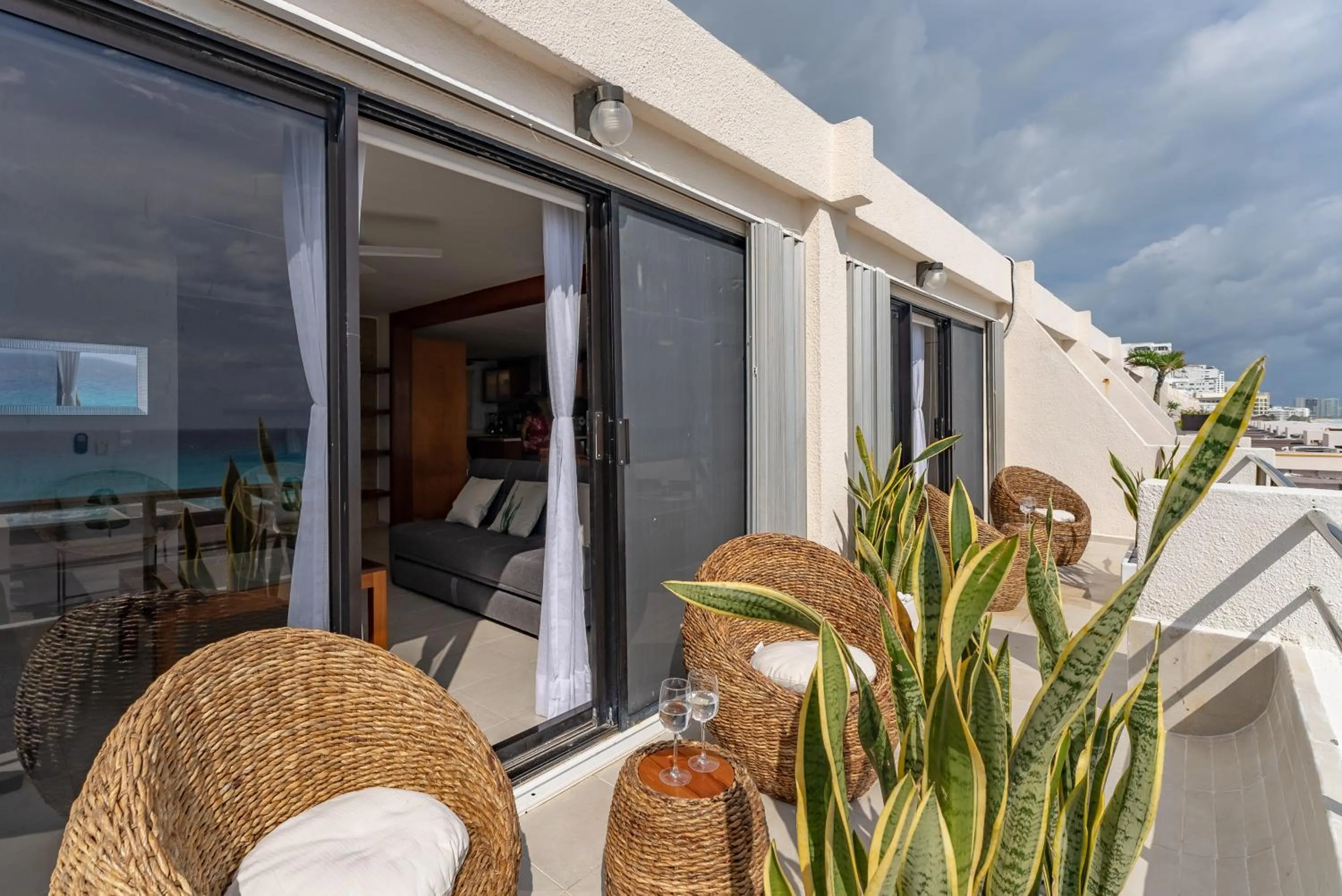 Balcony/Terrace in Amazing Caribbean Ocean view at Villas Marlin in Cancun