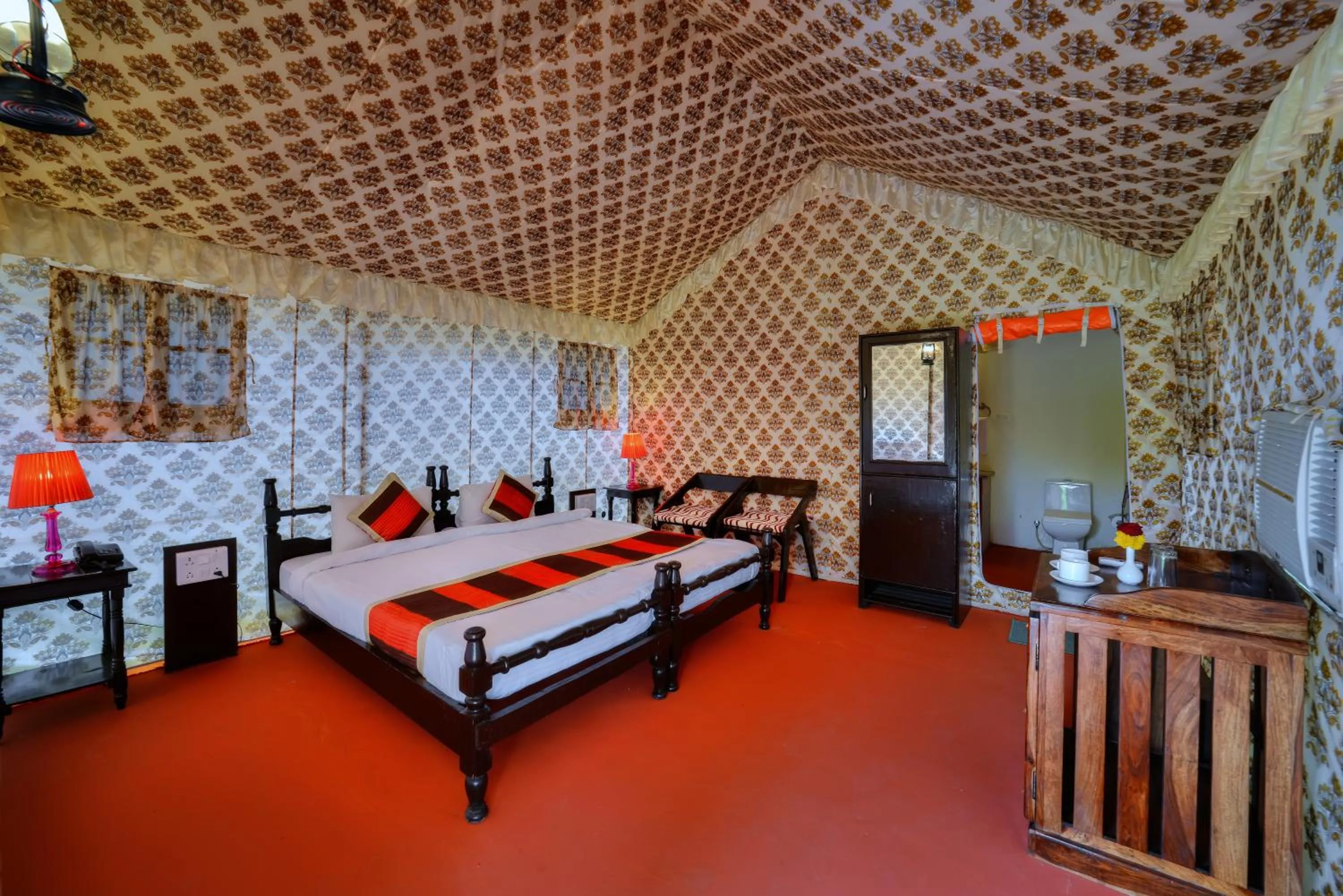 View (from property/room), Bed in Ranthambore Nature Camp Resort