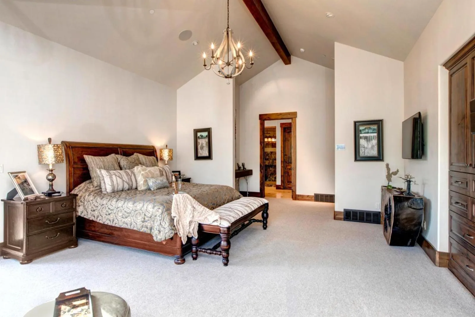 Bedroom, Bed in KBM Resorts Elegant Deer Valley Private Home Breathtaking views Elevator Gourmet Kitchen Hot Tub Gym PSD-2071