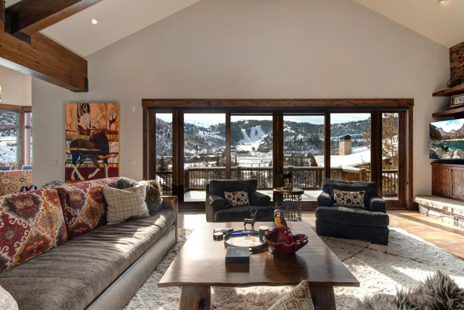 Living room in KBM Resorts Elegant Deer Valley Private Home Breathtaking views Elevator Gourmet Kitchen Hot Tub Gym PSD-2071