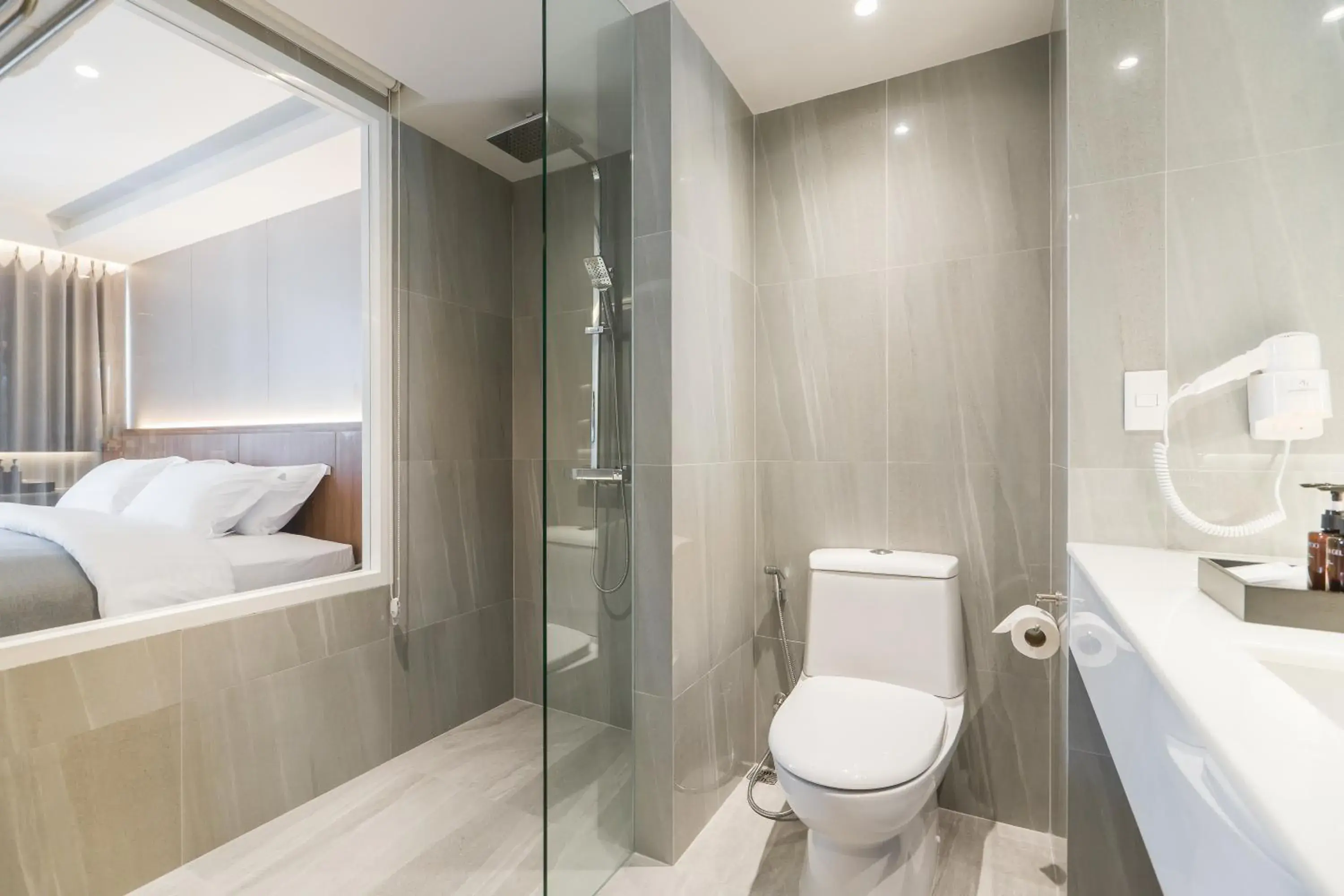 Bathroom, Bed in Shambhala Hotel Pattaya Bathroom, Bed in Shambhala Hotel Pattaya