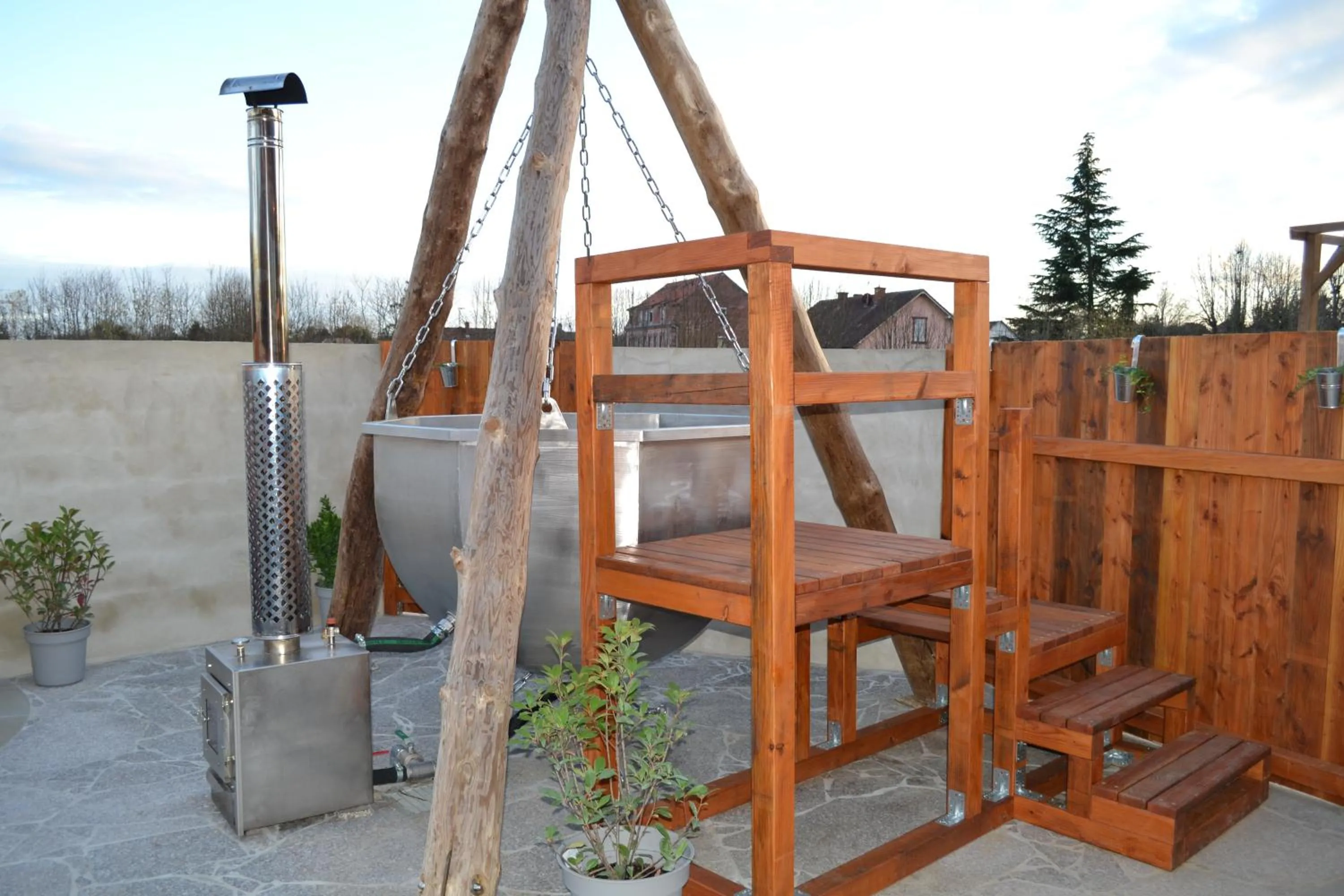 Hot Spring Bath in Domaine des Trois Sorciers