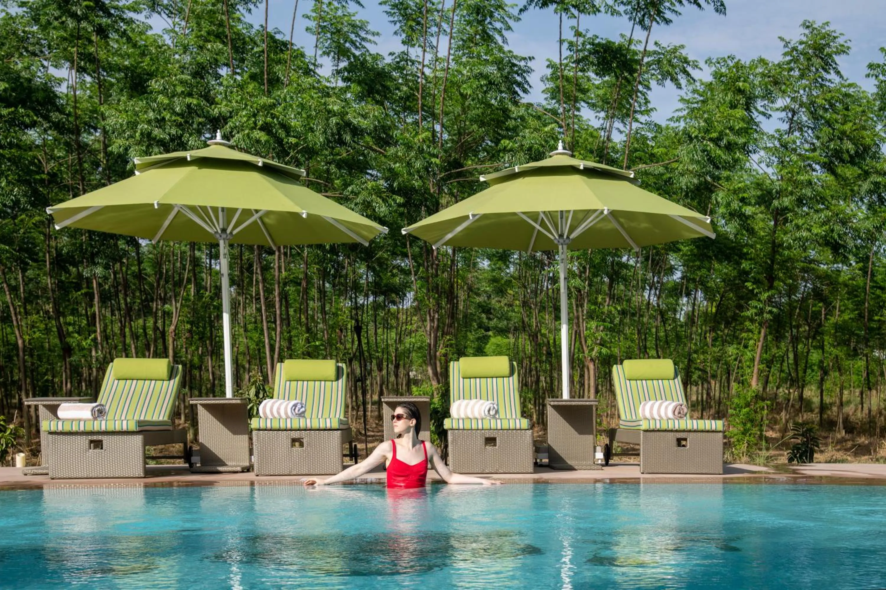 Swimming pool in Aalia Jungle Retreat and Spa, Bandarjudh, Haridwar - Araiya Anthology