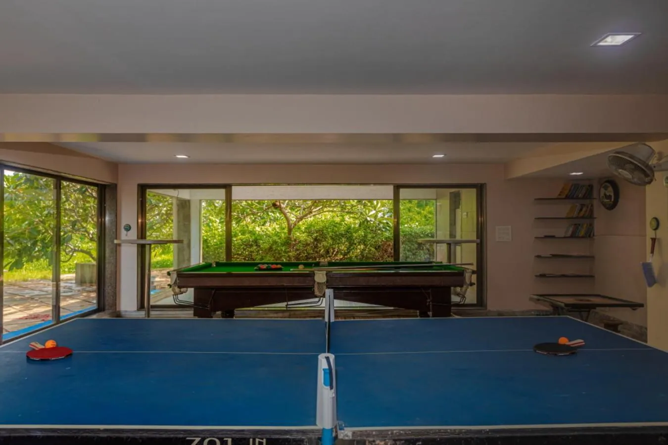 Billiard in SaffronStays Aura - 4BR luxury pool villa with gym, BBQ deck, lawns & indoor games near Kihim Beach