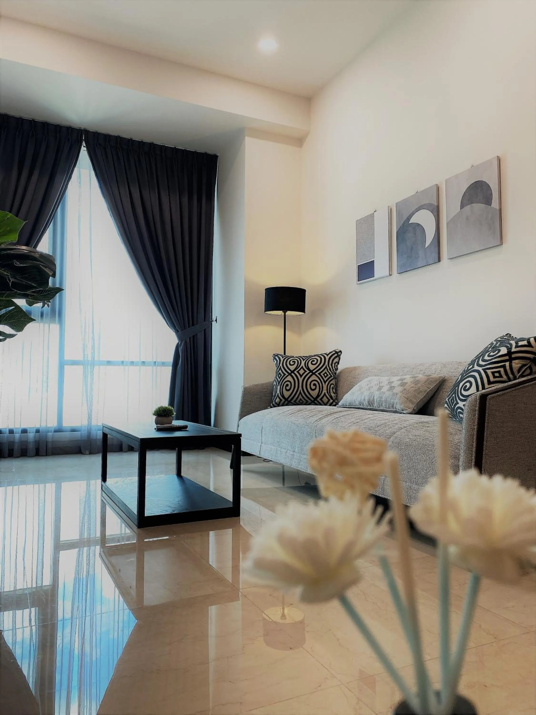 Living room, Bed in Opus Residence KL by EUcation Home