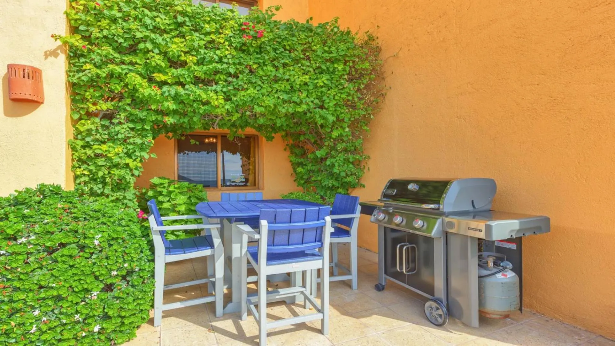 Patio in Ground Floor 2BR Beachfront - Steps to Pool - Princesa E104 - BeachBumCondos