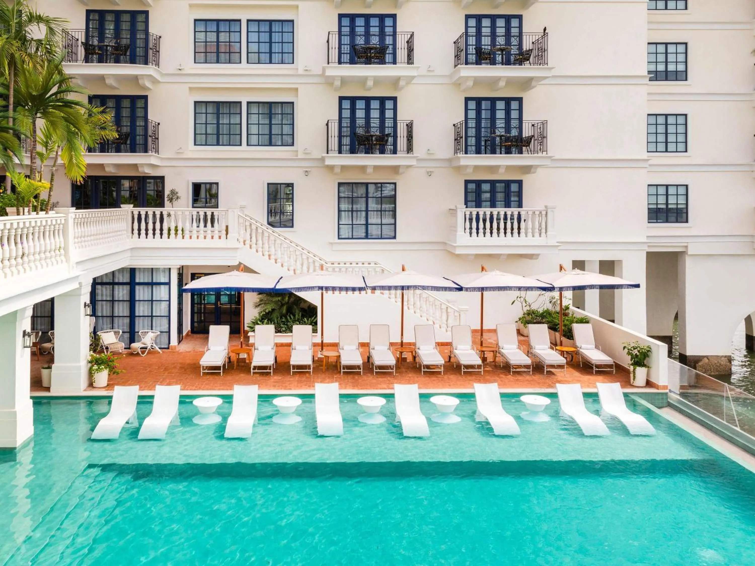 Pool view in Sofitel Legend Casco Viejo, Panama City