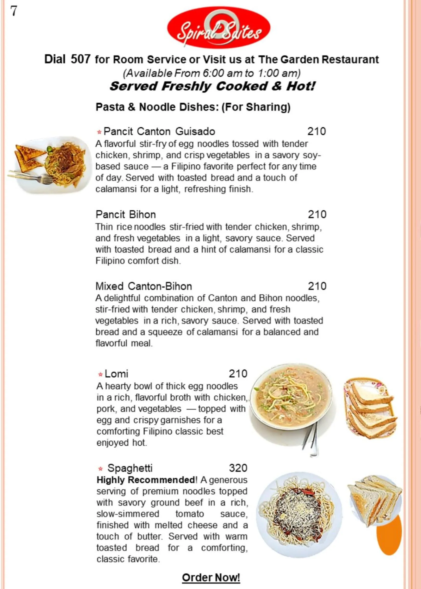 Restaurant/places to eat in Spiral Suites Hotel