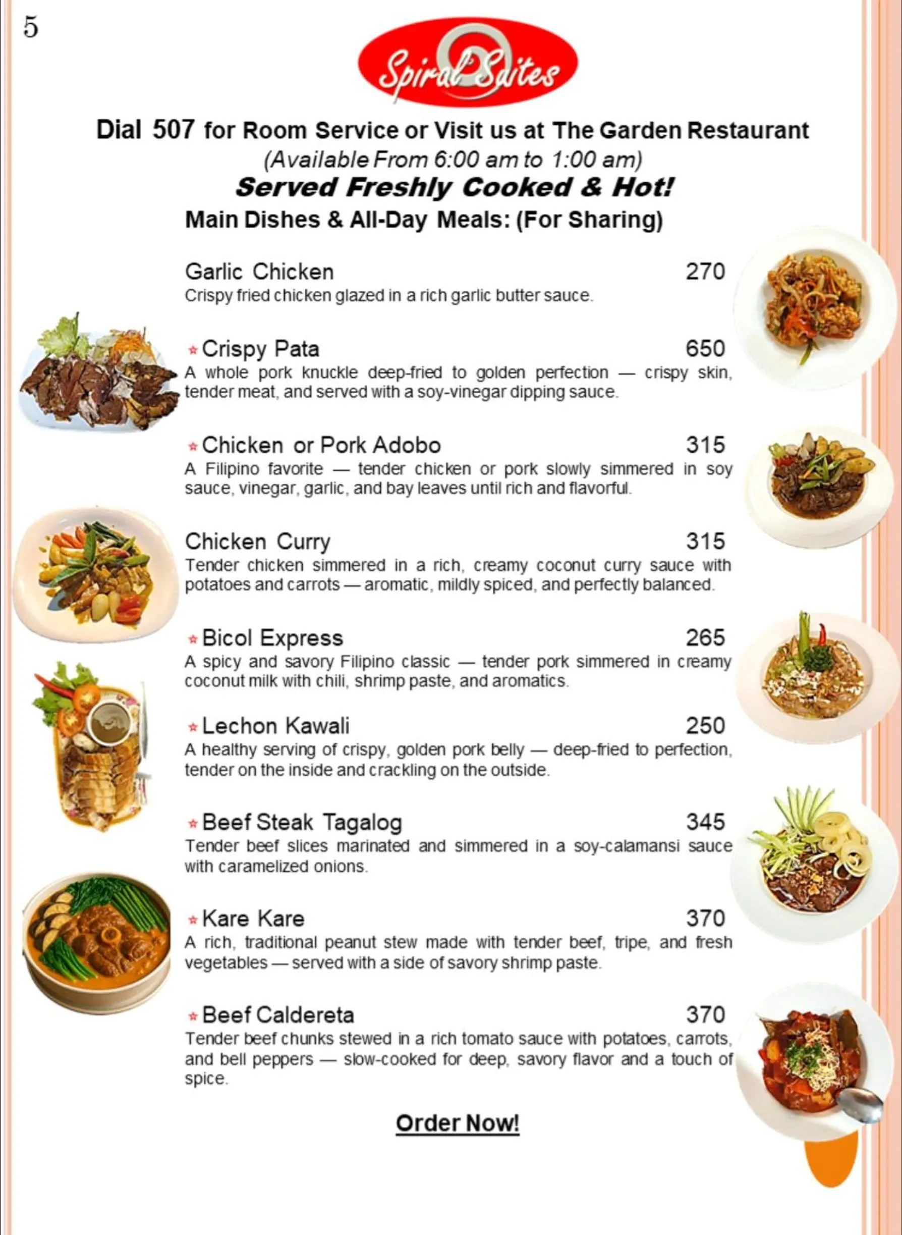 Restaurant/places to eat in Spiral Suites Hotel