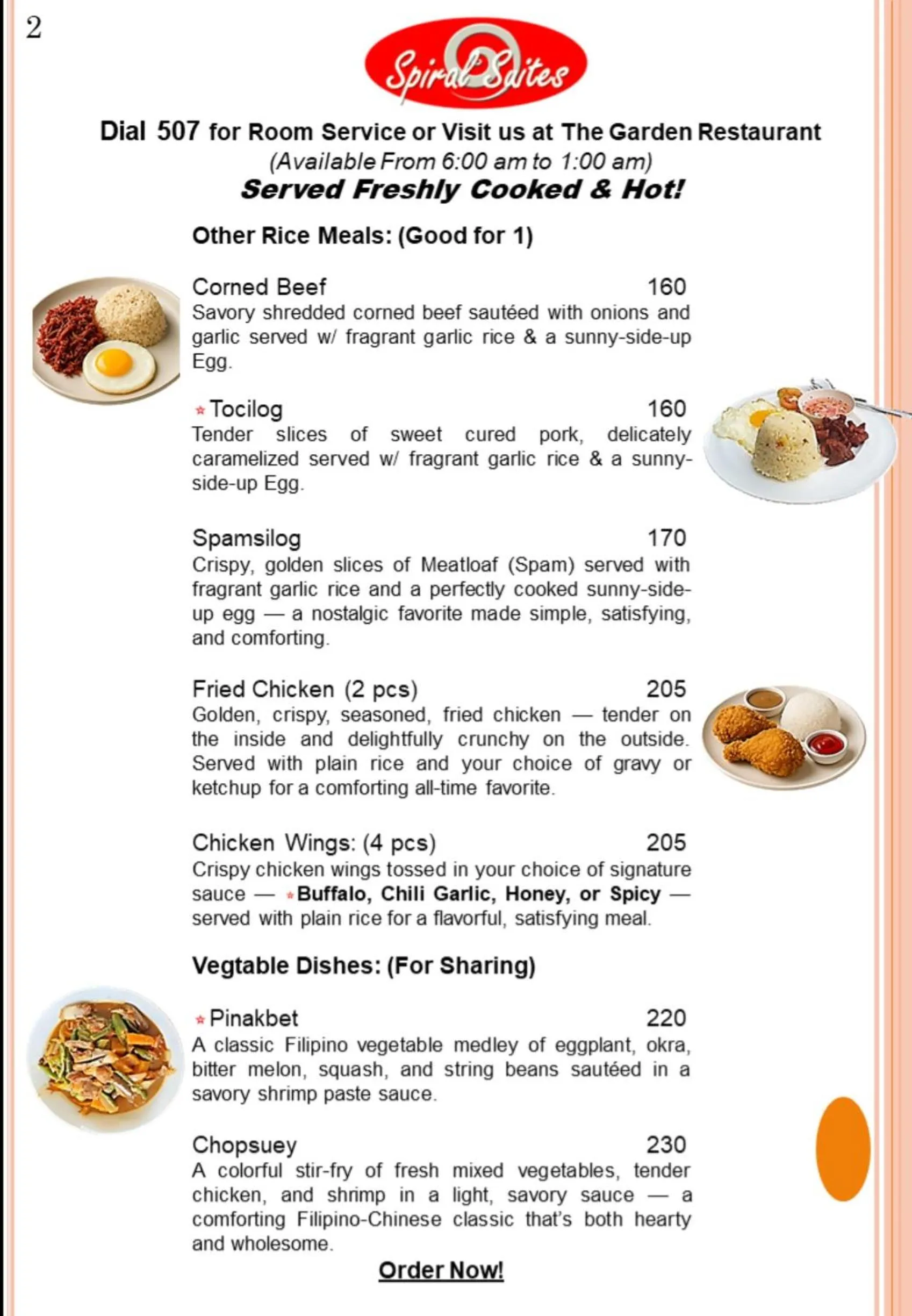 Restaurant/places to eat in Spiral Suites Hotel