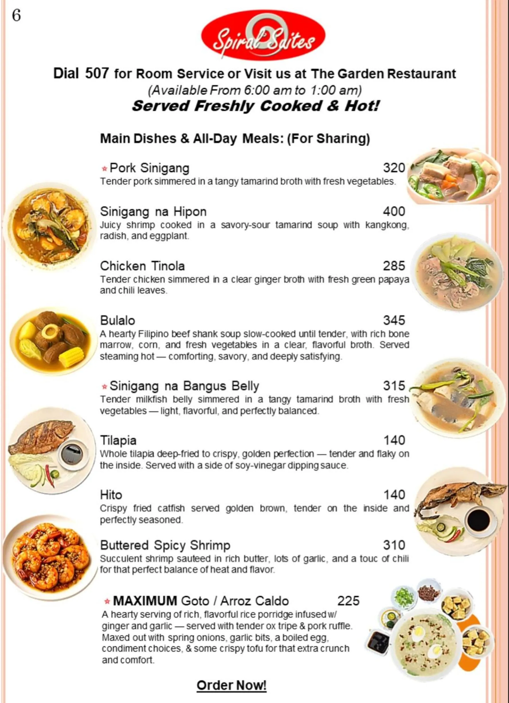 Restaurant/places to eat in Spiral Suites Hotel