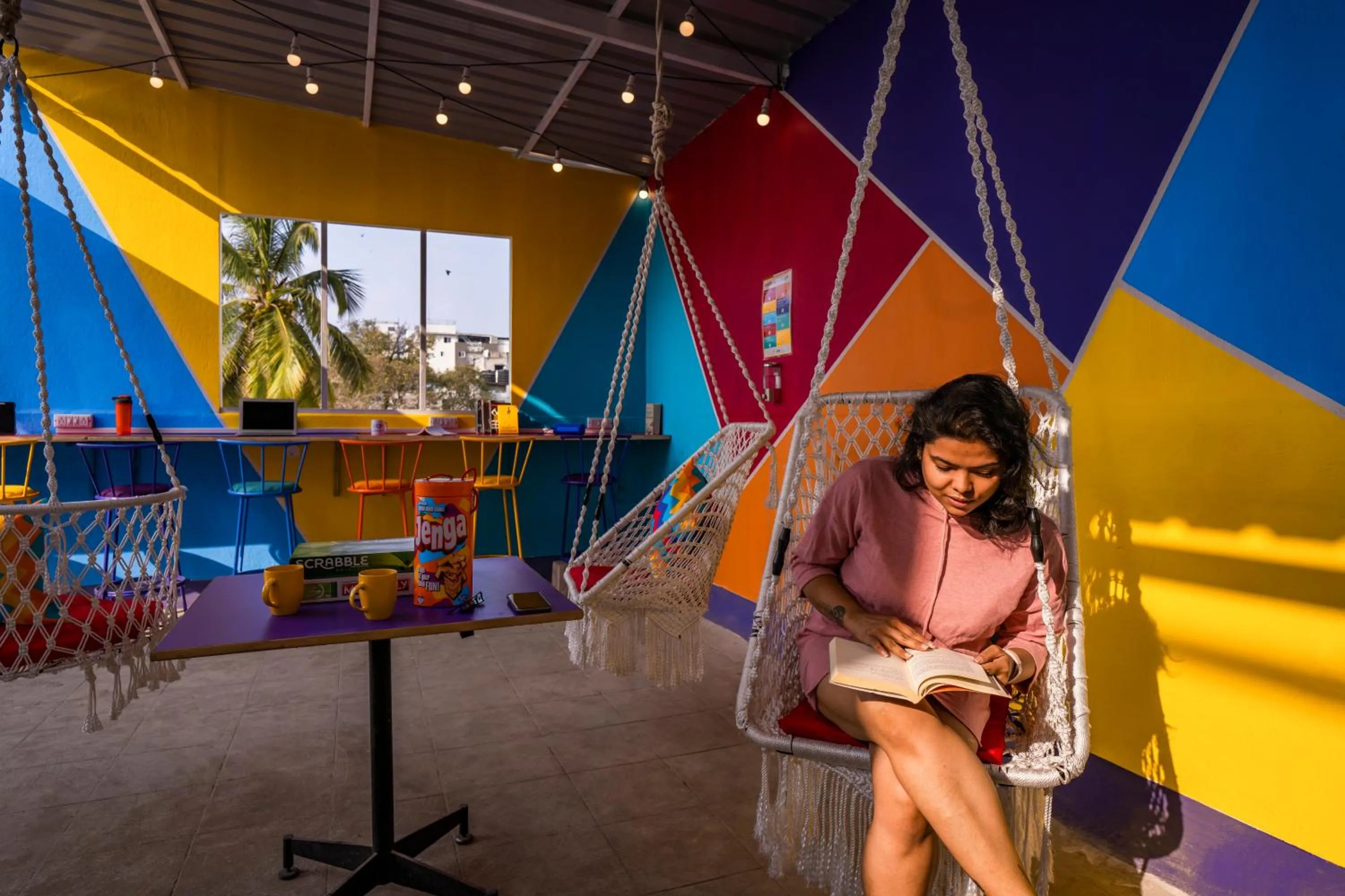 Seating area in goSTOPS Bengaluru, Gandhi Nagar Majestic - Private Rooms & Dorms