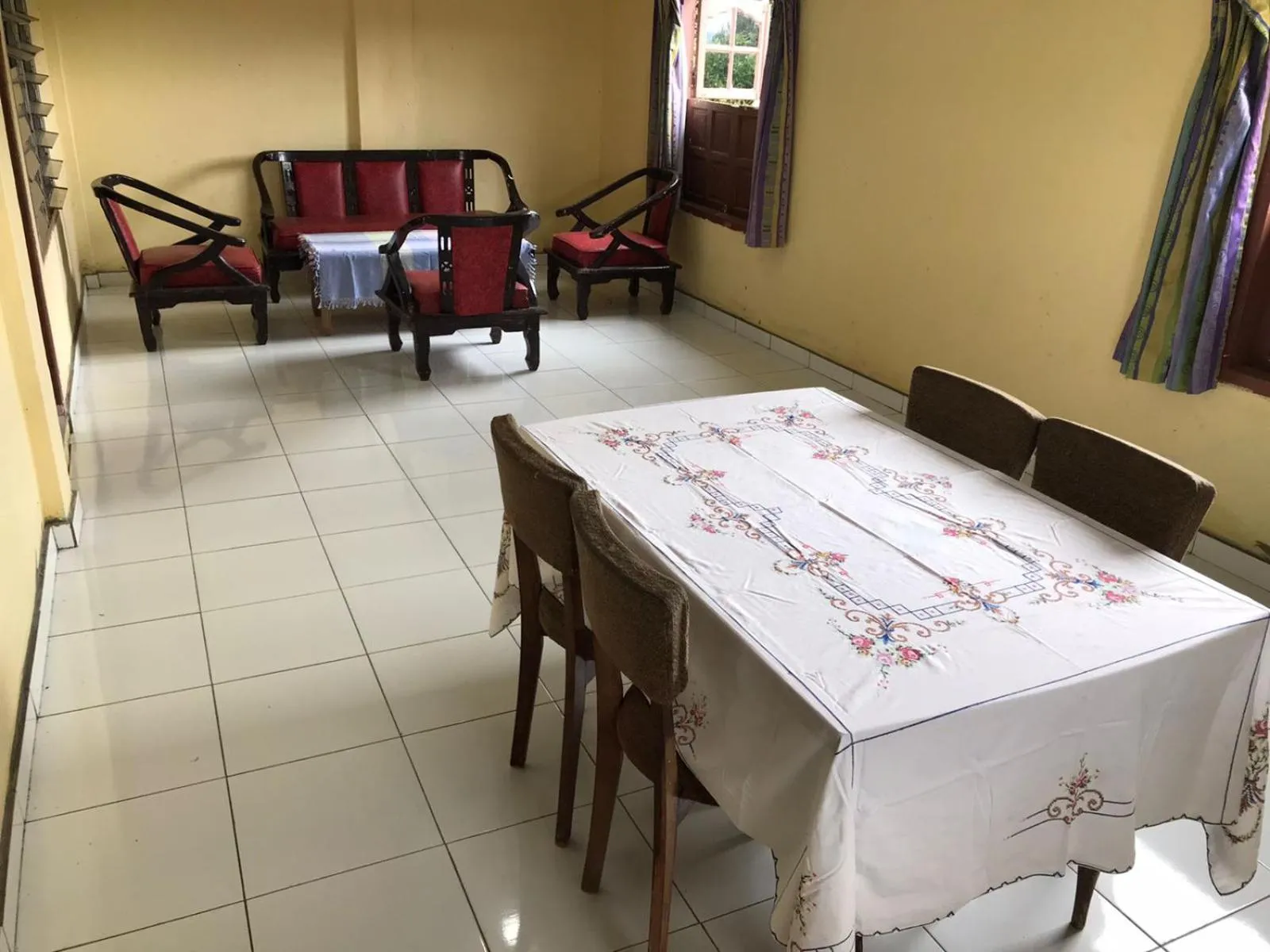 Seating area in Hotel Miranda at Desa Wisata Berastagi