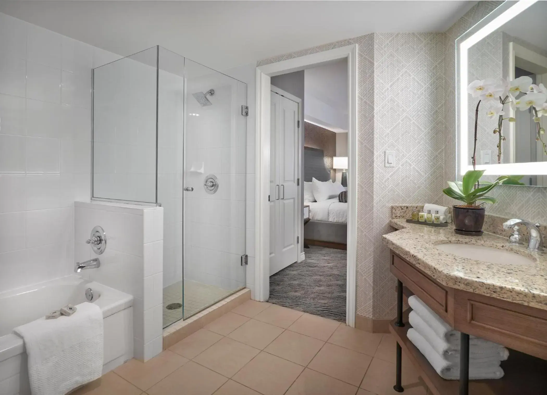 Bathroom, Bed in Sun Peaks Grand Hotel & Conference Centre Bathroom, Bed in Sun Peaks Grand Hotel & Conference Centre