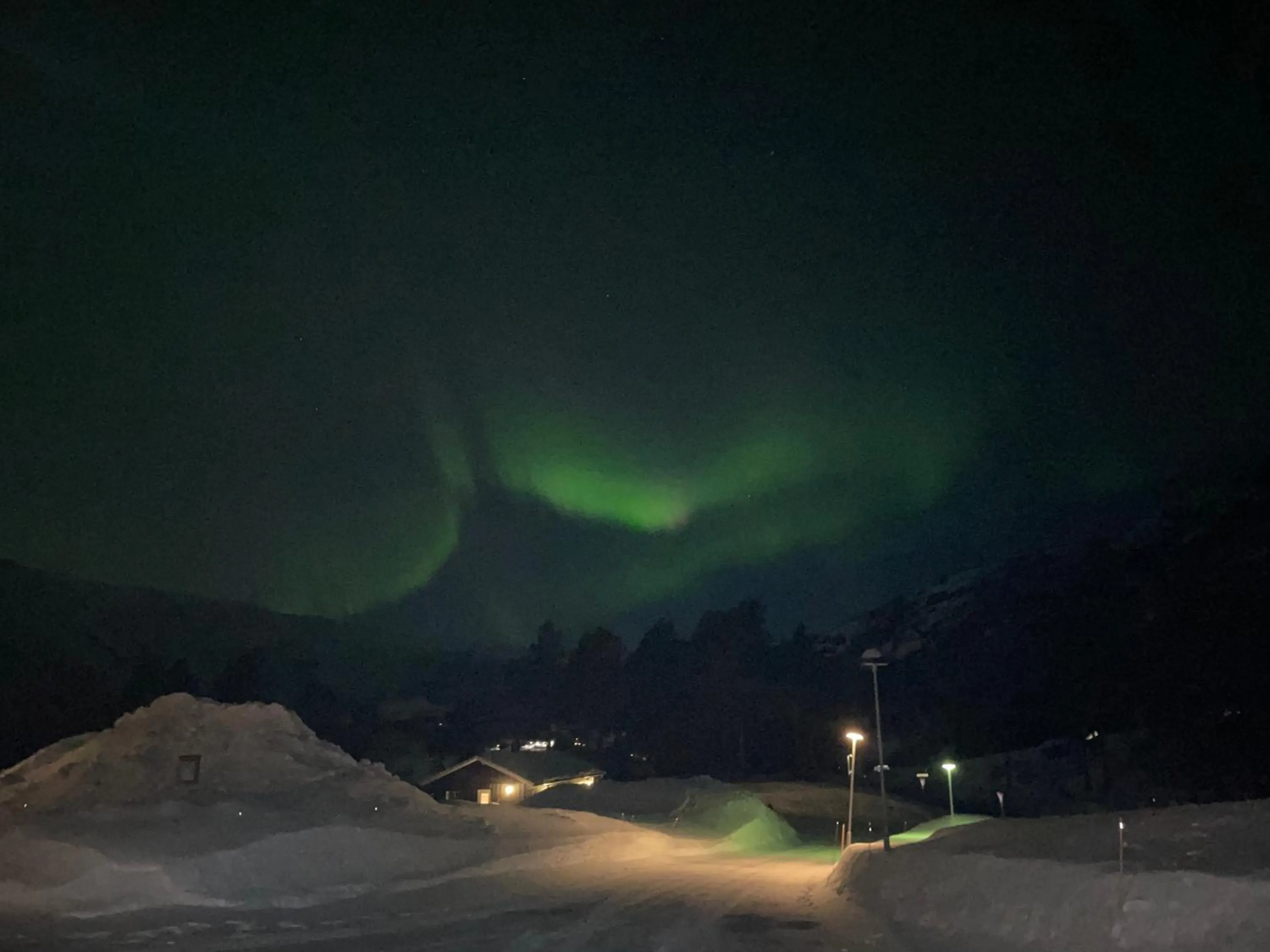 Night in Hallingskarvet Fjellstue as