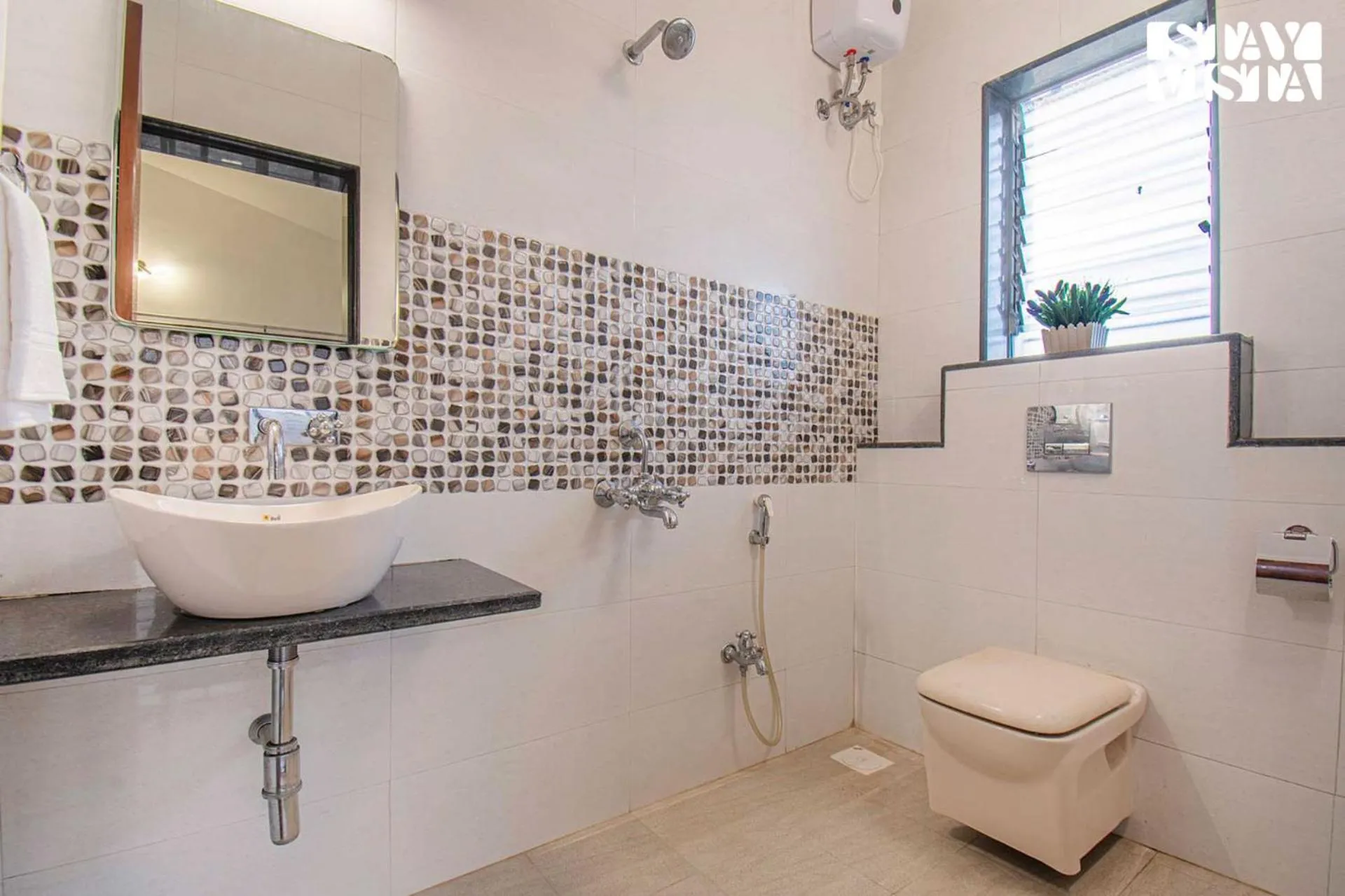 Bathroom in StayVista's Brookvale Cottage - Dive into tranquility with pool view and gazebo
