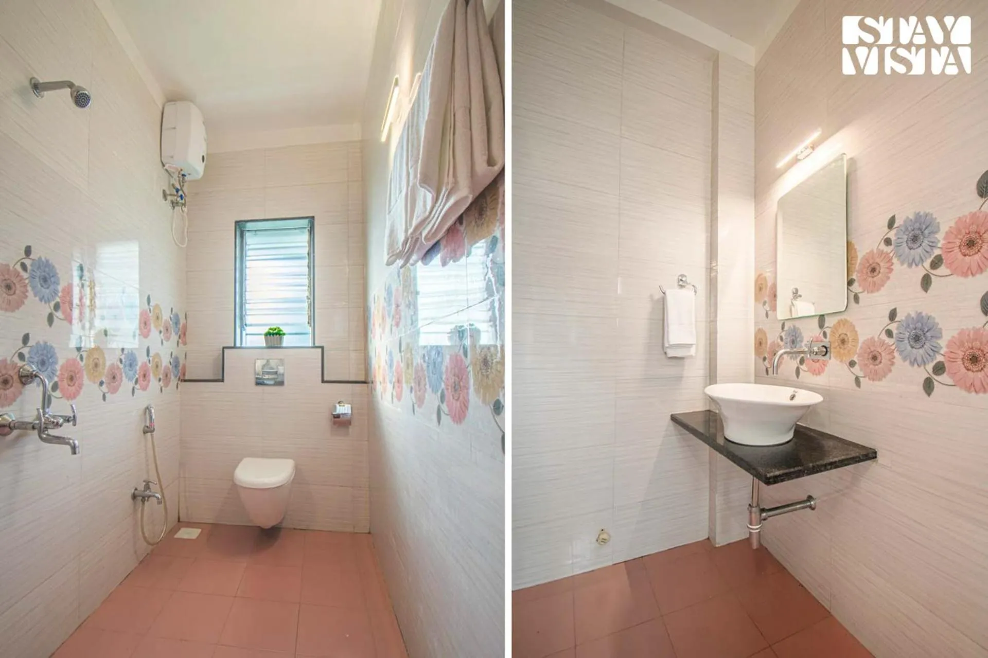 Bathroom in StayVista's Brookvale Cottage - Dive into tranquility with pool view and gazebo