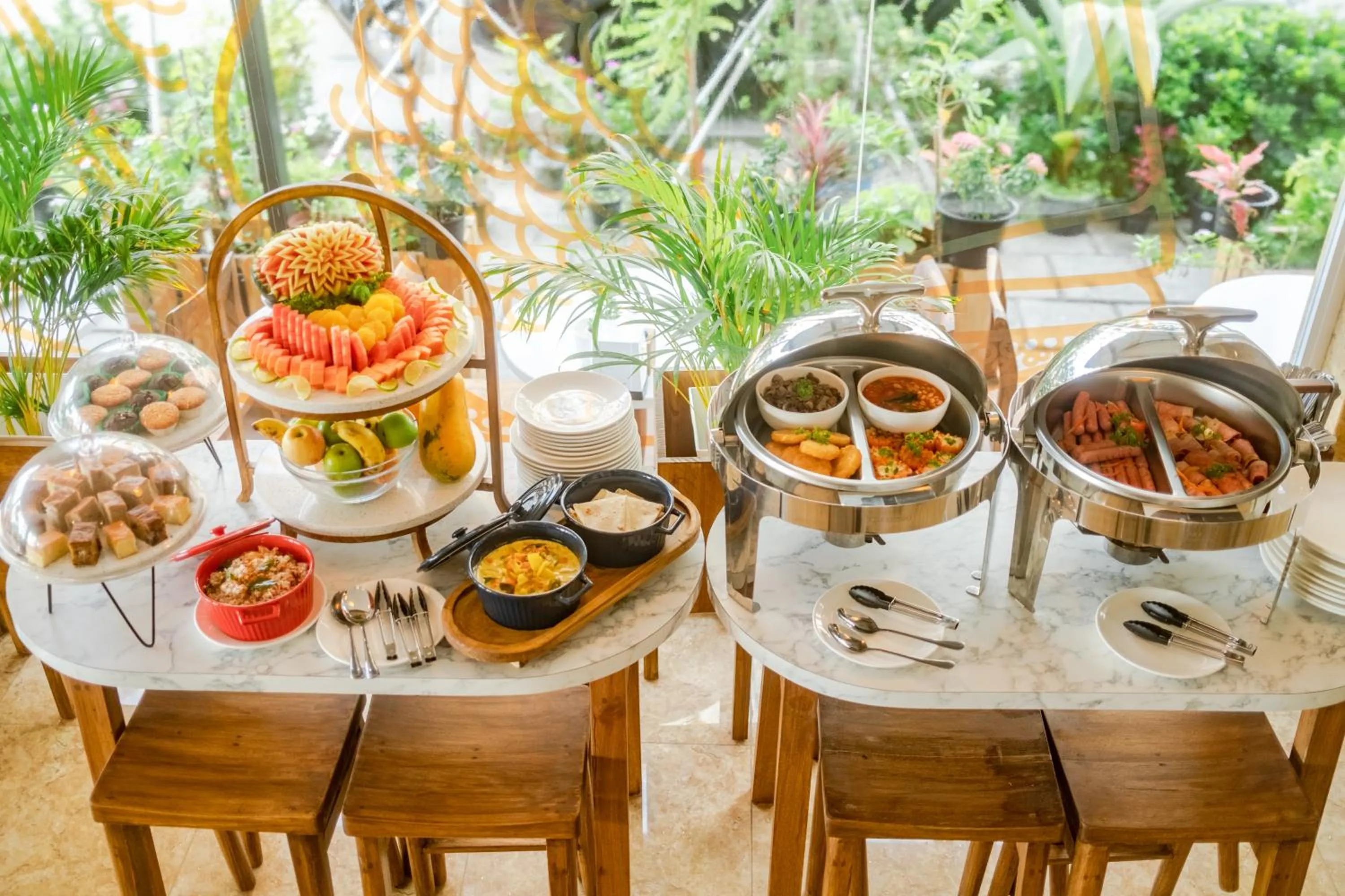 Buffet breakfast in Amber Beach Hotel