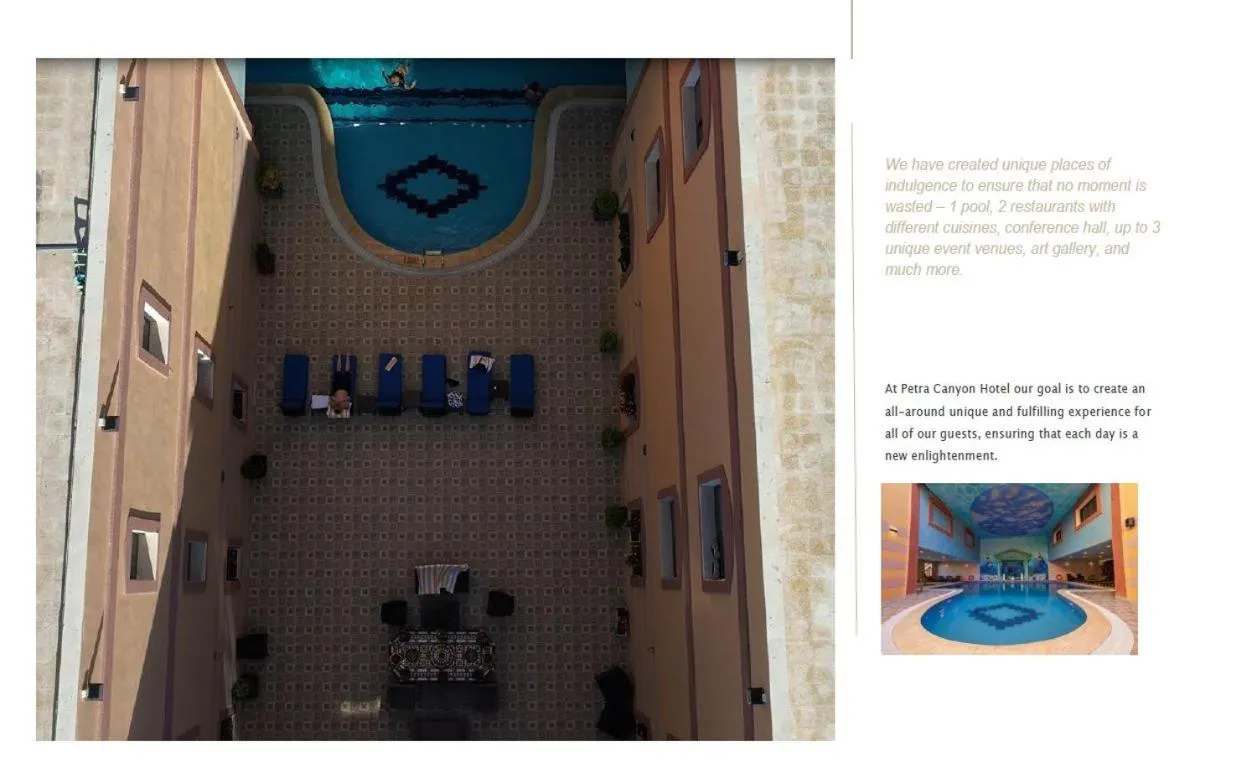 Text overlay in Petra Canyon Hotel