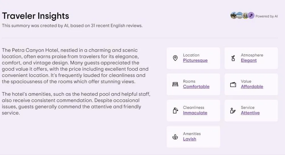 Text overlay in Petra Canyon Hotel