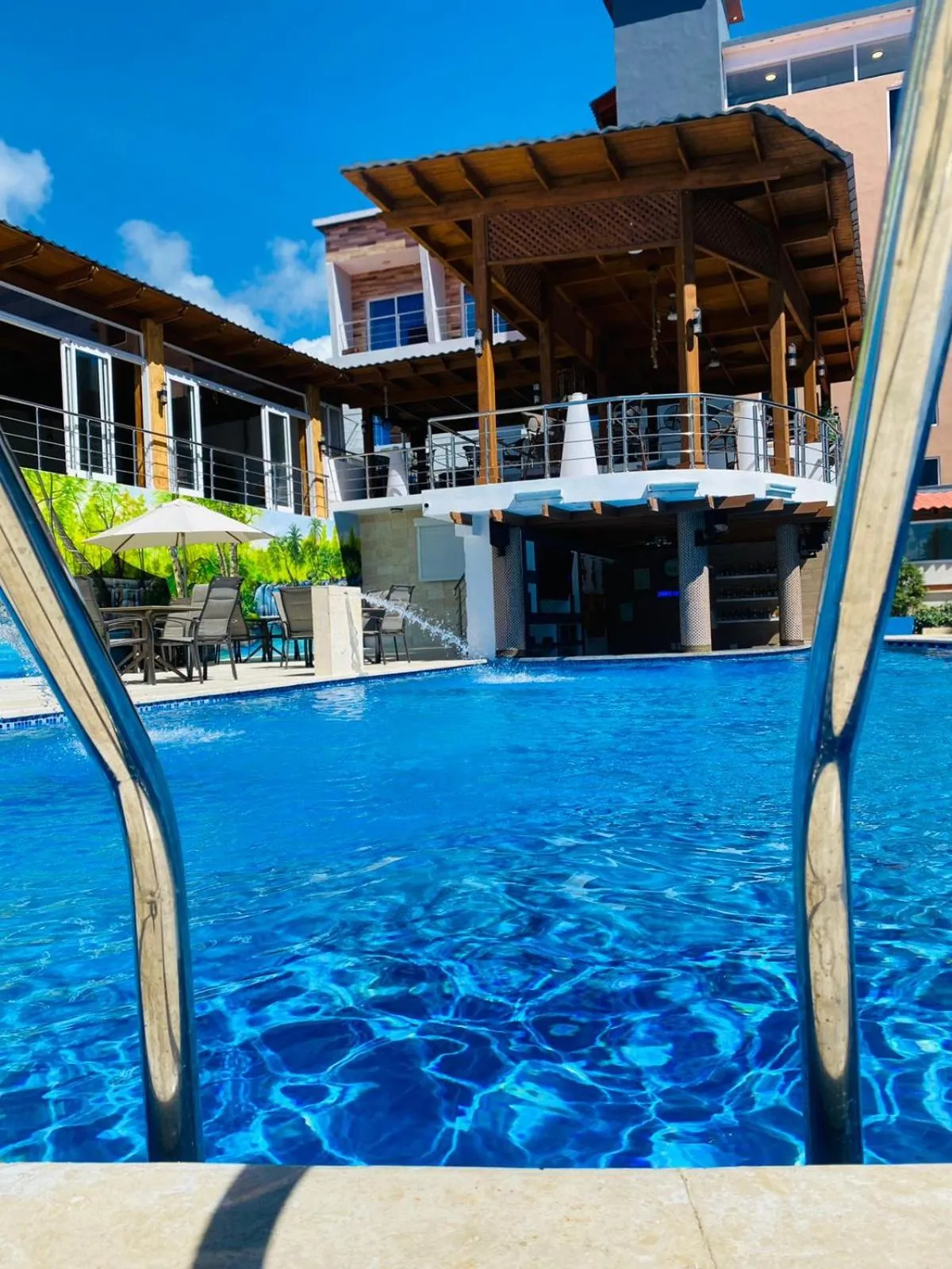 Pool view in Halibut Hotel