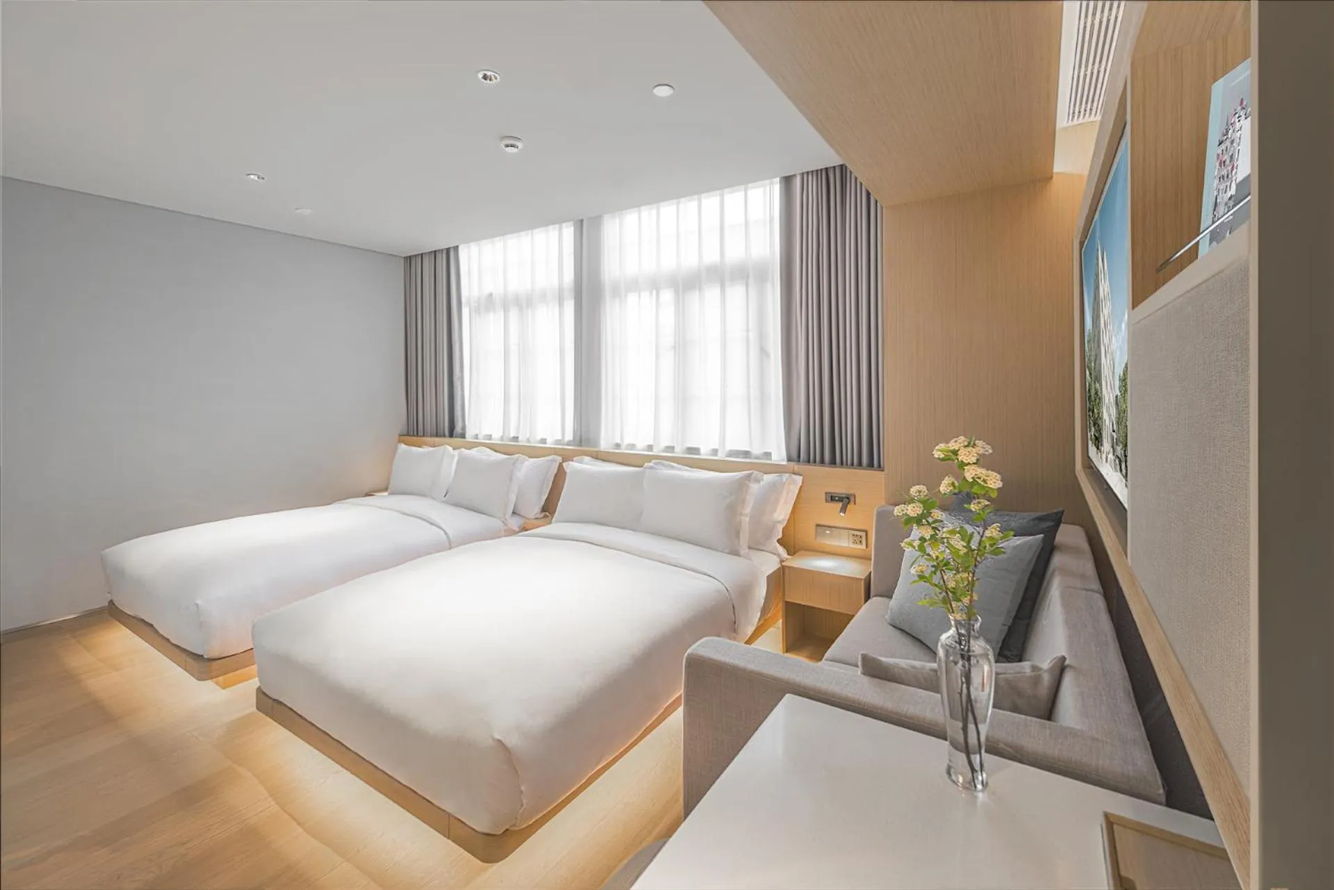Bed in HOTEL ANDI Townscape Wuhan