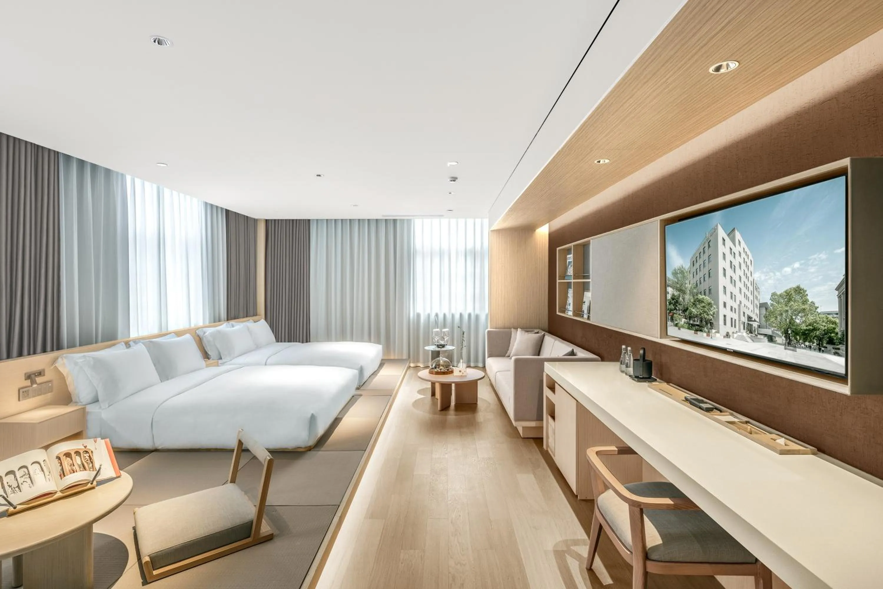 Bed in HOTEL ANDI Townscape Wuhan