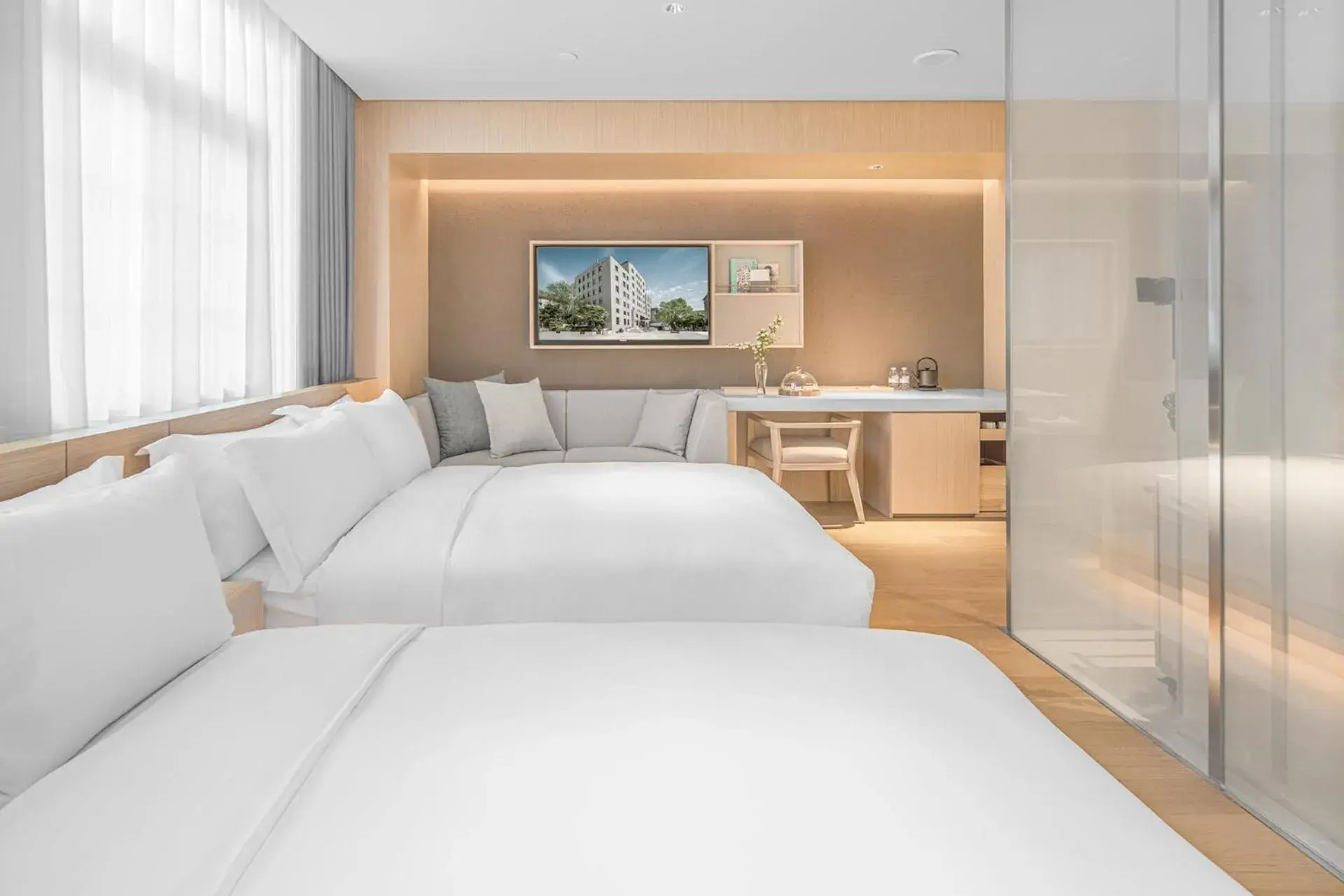 Bed in HOTEL ANDI Townscape Wuhan Bed in HOTEL ANDI Townscape Wuhan