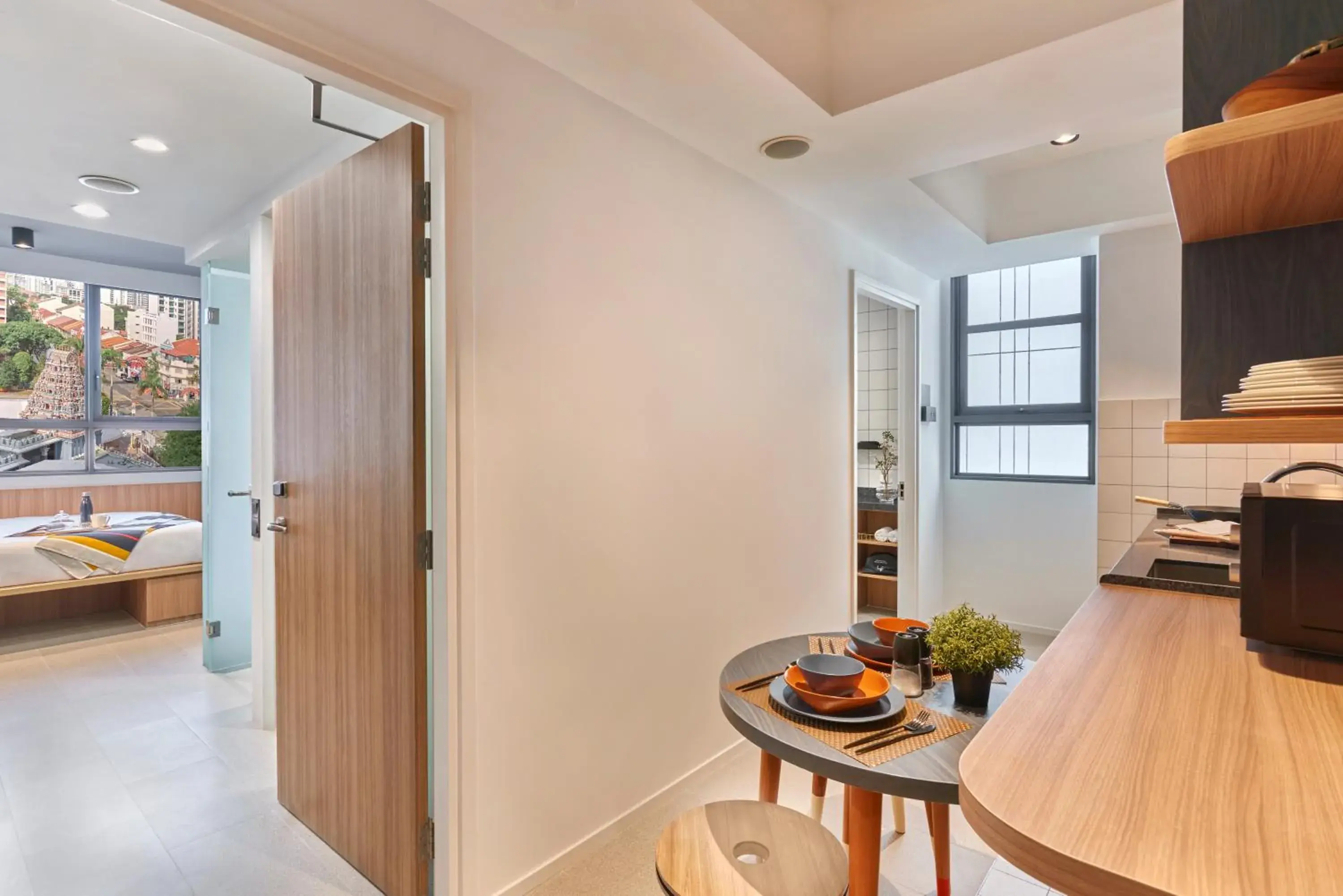 Kitchen or kitchenette, Bed in lyf Farrer Park Singapore Kitchen or kitchenette, Bed in lyf Farrer Park Singapore
