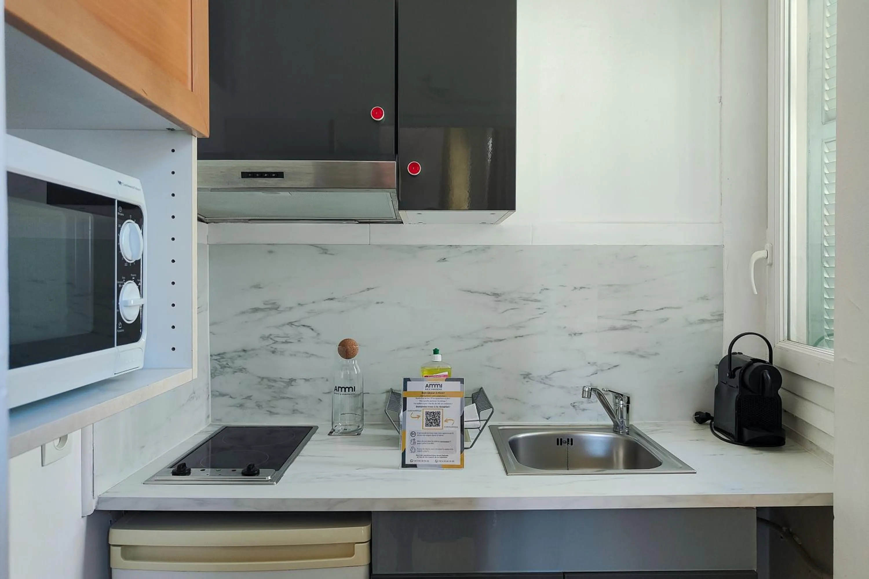 Kitchen or kitchenette in Aparthotel AMMI Nice Massena - ex Ajoupa