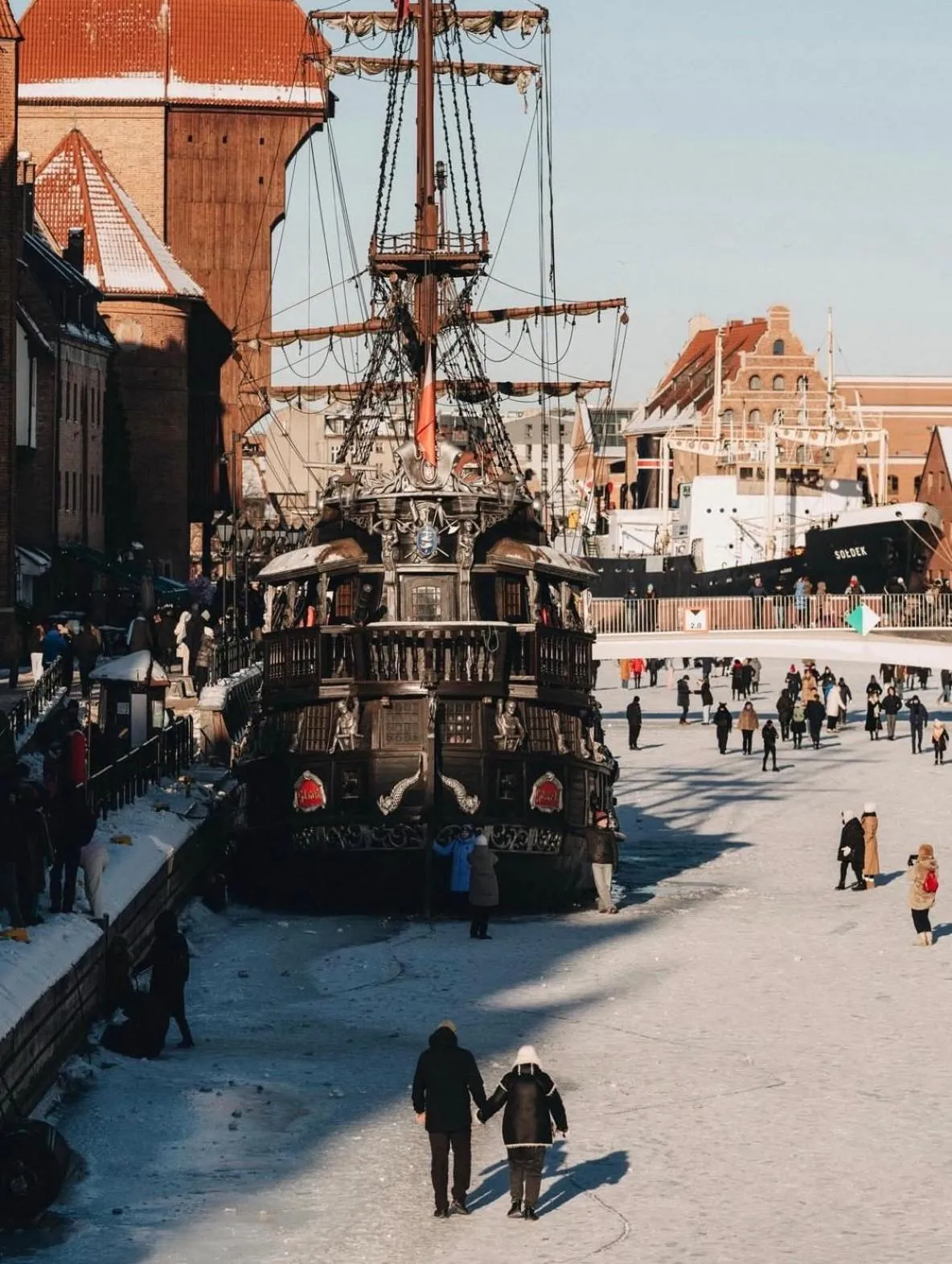 Spring in Baltic Gdańsk Old Town by St Mary's Church