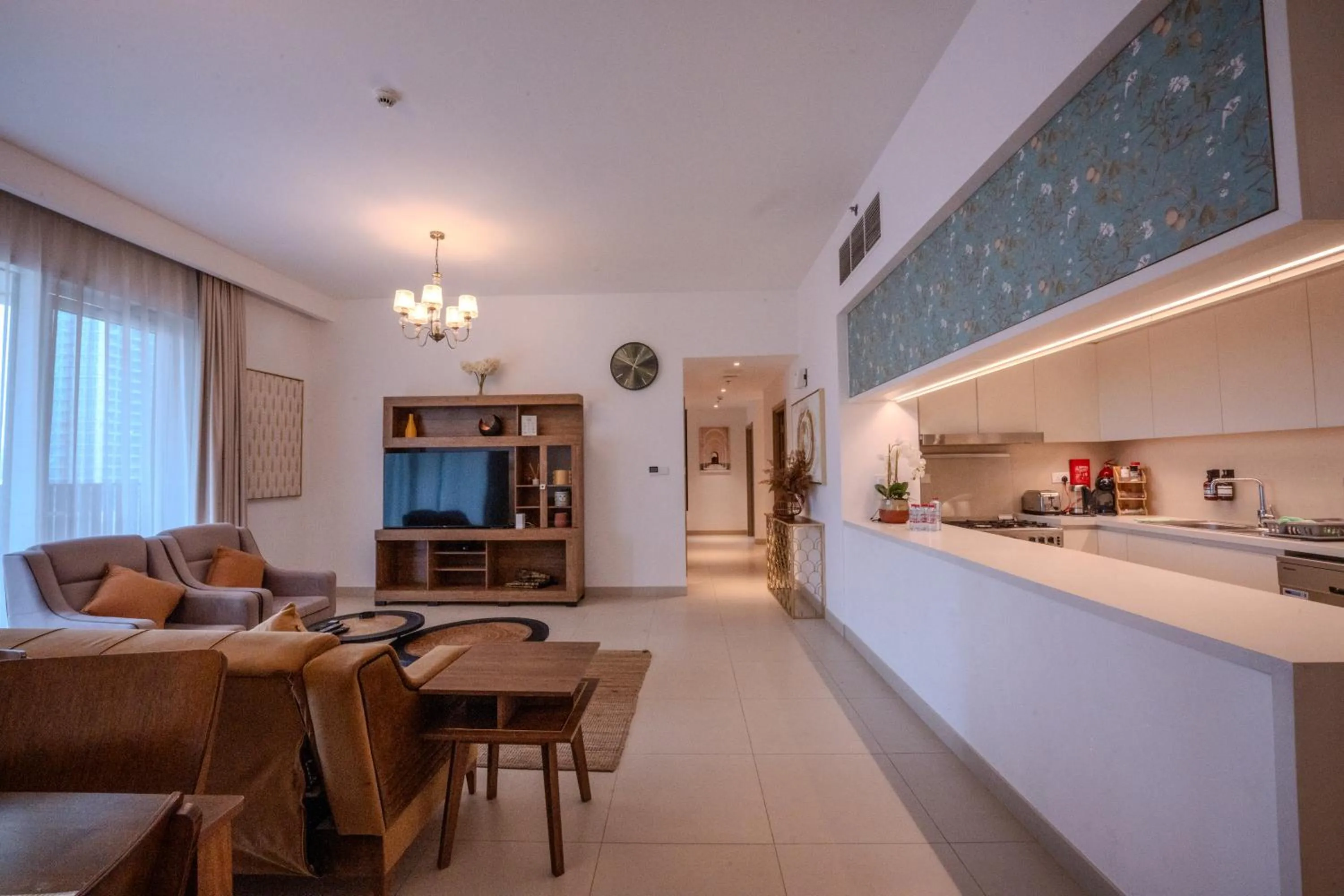 Living room in 3BR Haven with Burj Views by MagnoliasVHR