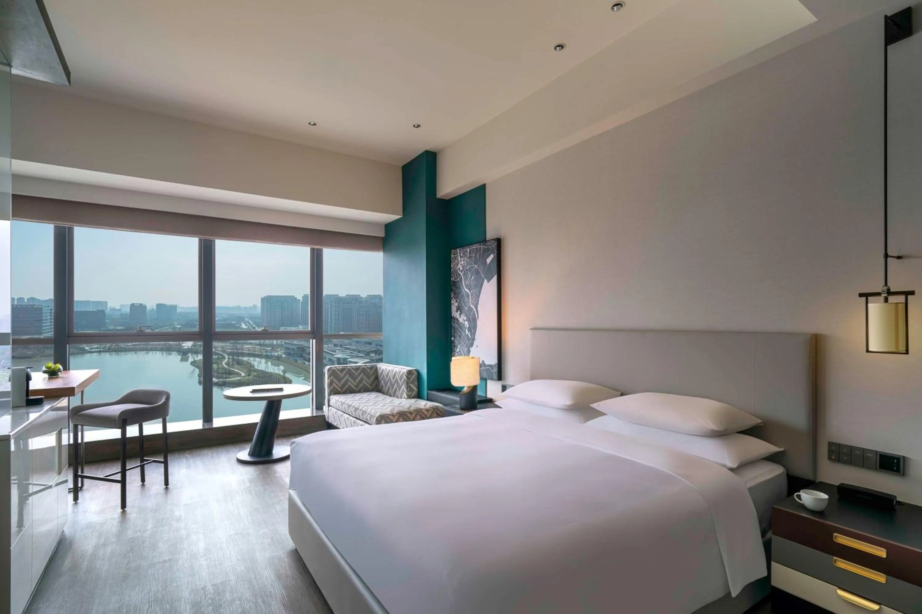 View (from property/room), Bed in Hyatt Centric Lakeside Ningbo