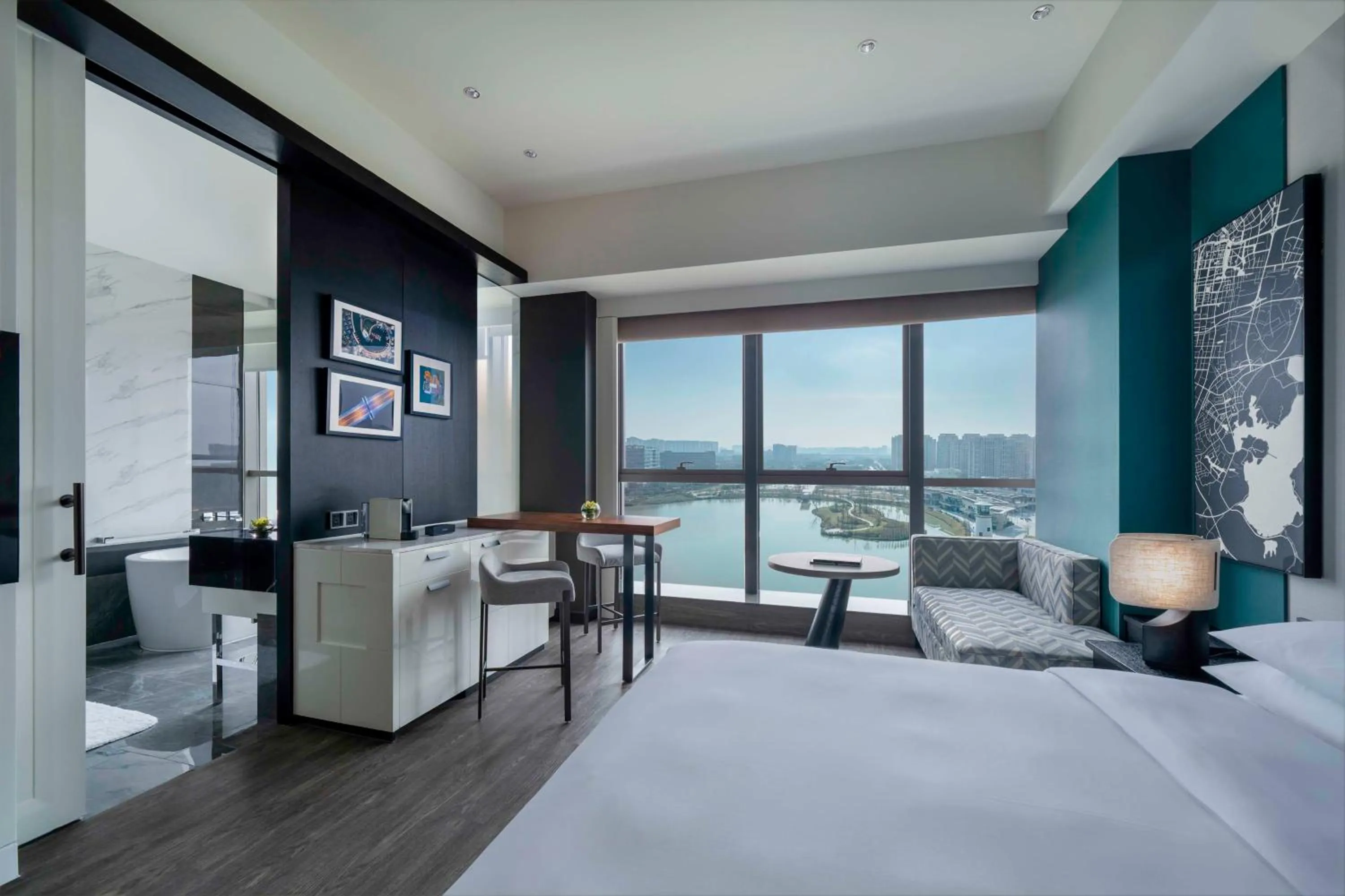 View (from property/room), Bed in Hyatt Centric Lakeside Ningbo