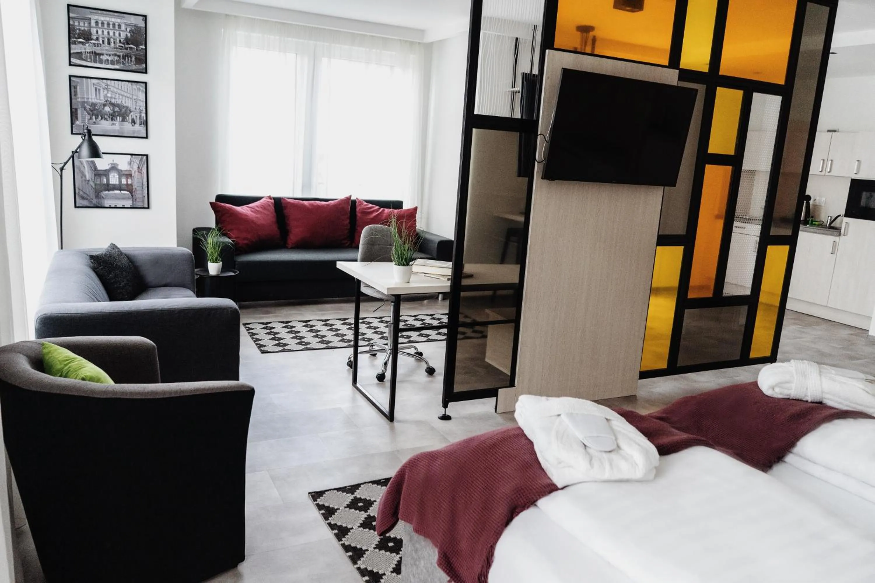 Living room, Bed in RIVA Szeged