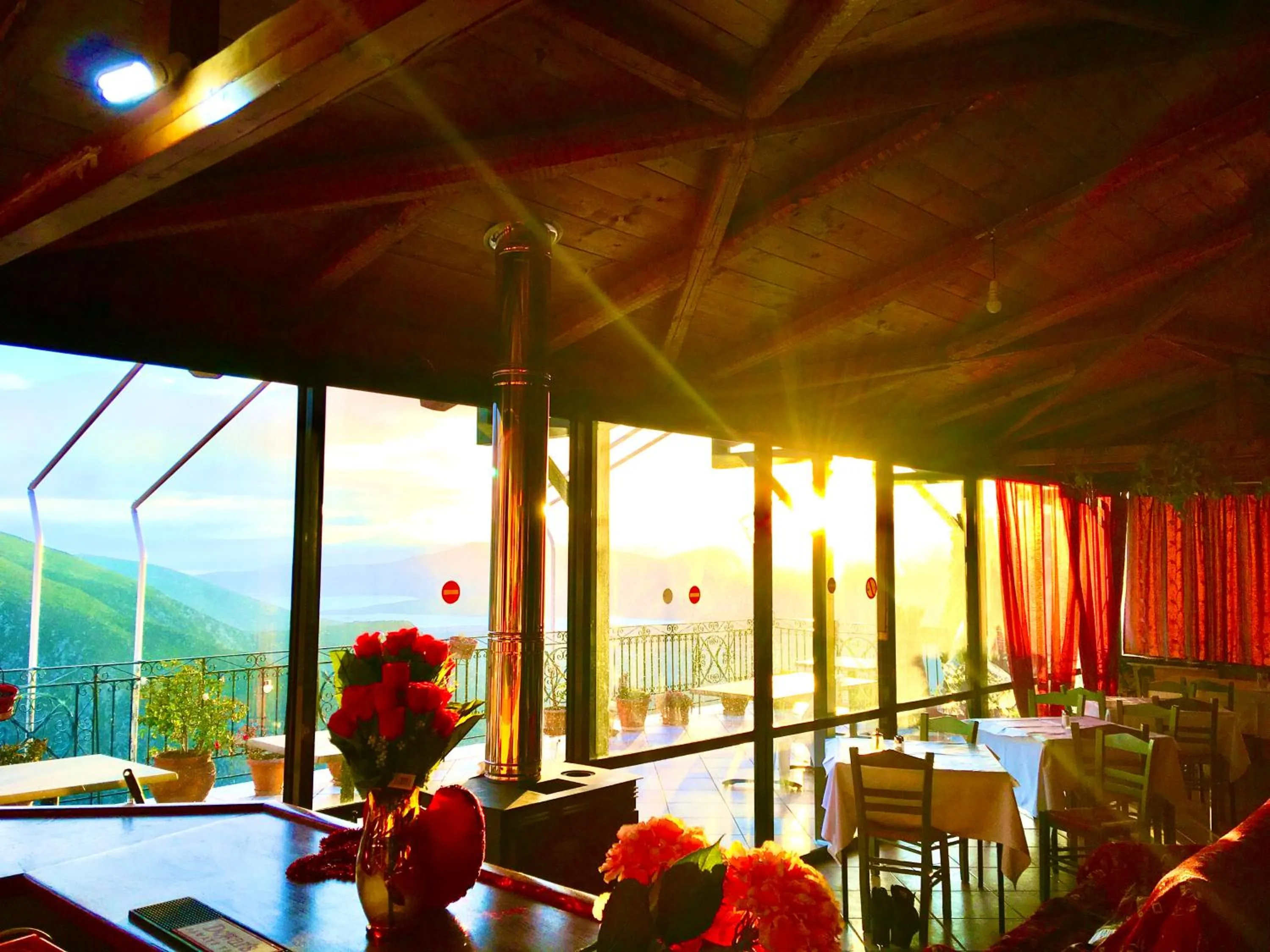Sunset in delphi aiolos center hotel panoramic view&yoga harmony hotel&rooms