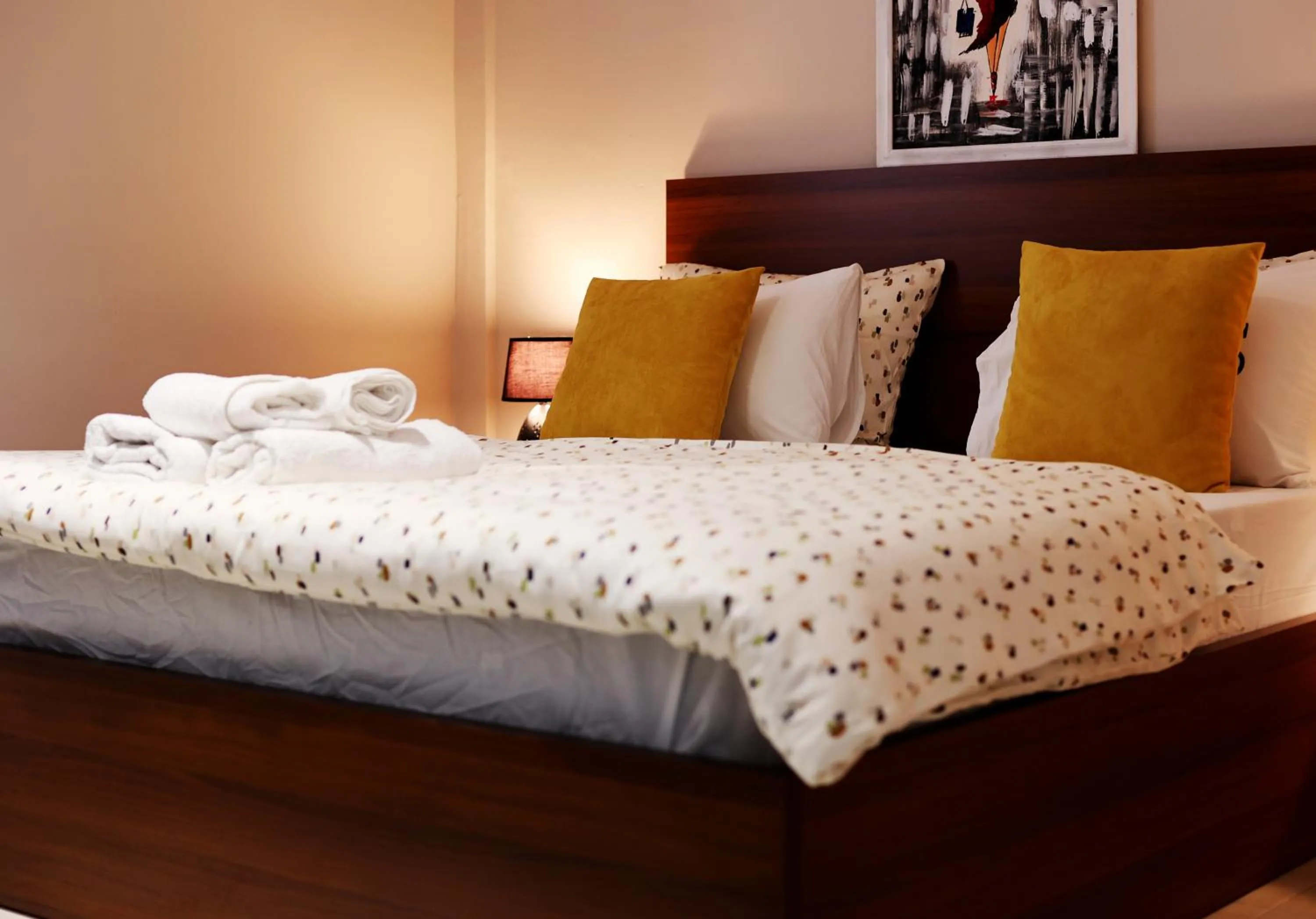 Bedroom, Bed in Atomium apartments