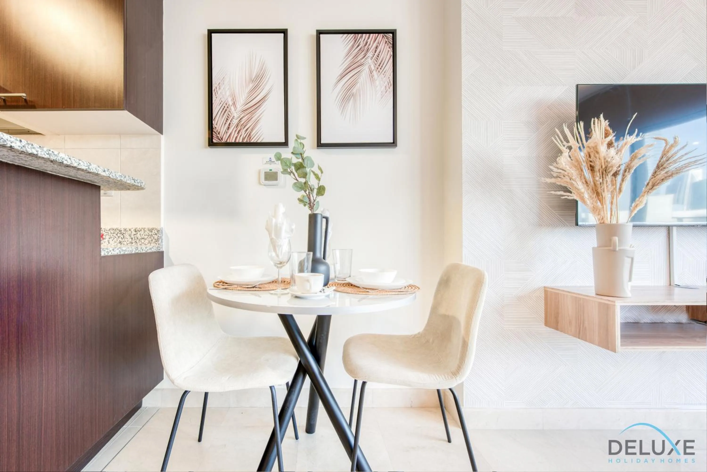 Seating area in Calm Studio at Sky Gardens DIFC by Deluxe Holiday Homes