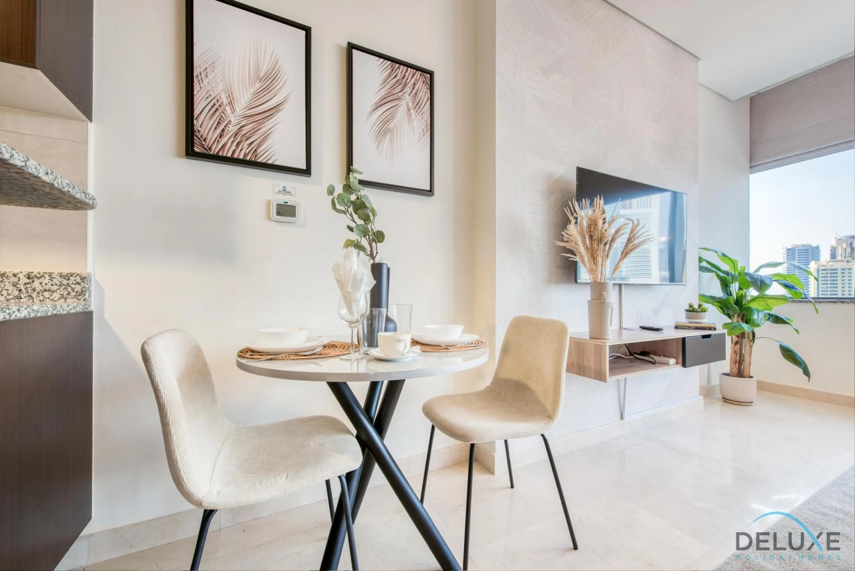 Dining area in Calm Studio at Sky Gardens DIFC by Deluxe Holiday Homes