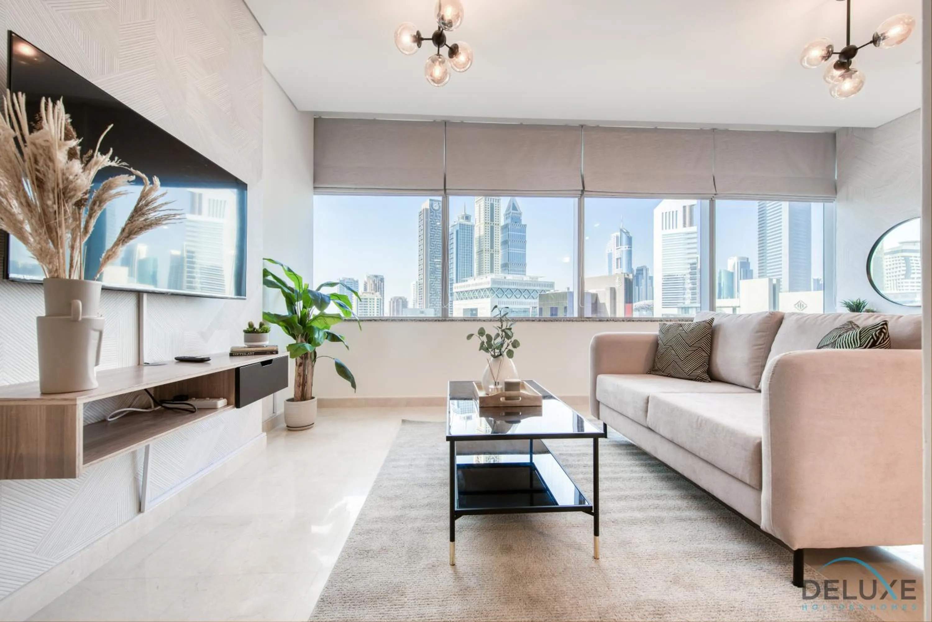 Living room in Calm Studio at Sky Gardens DIFC by Deluxe Holiday Homes